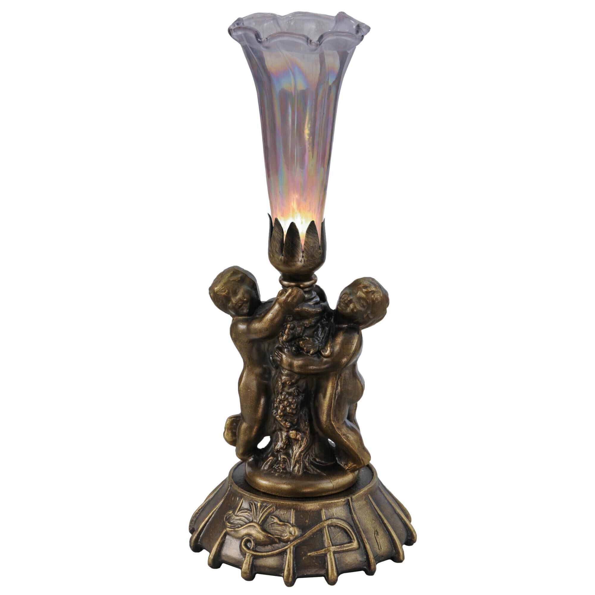 Twin Cherub Pond Lily 12 Inch Accent Lamp by Meyda Lighting