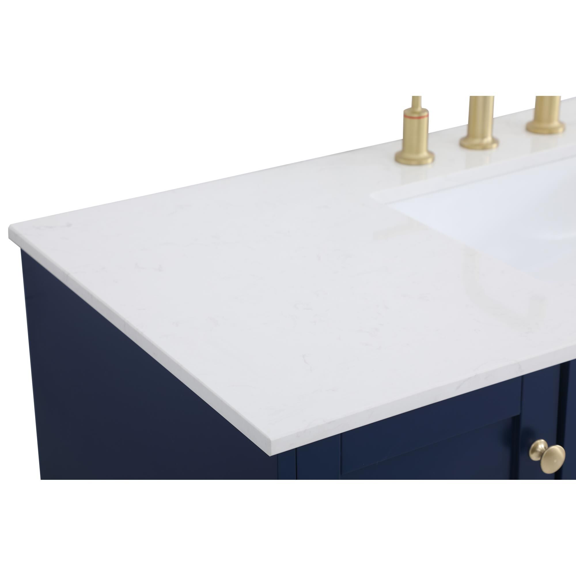 Shown in Blue And Gold With Calacatta Quartz finish