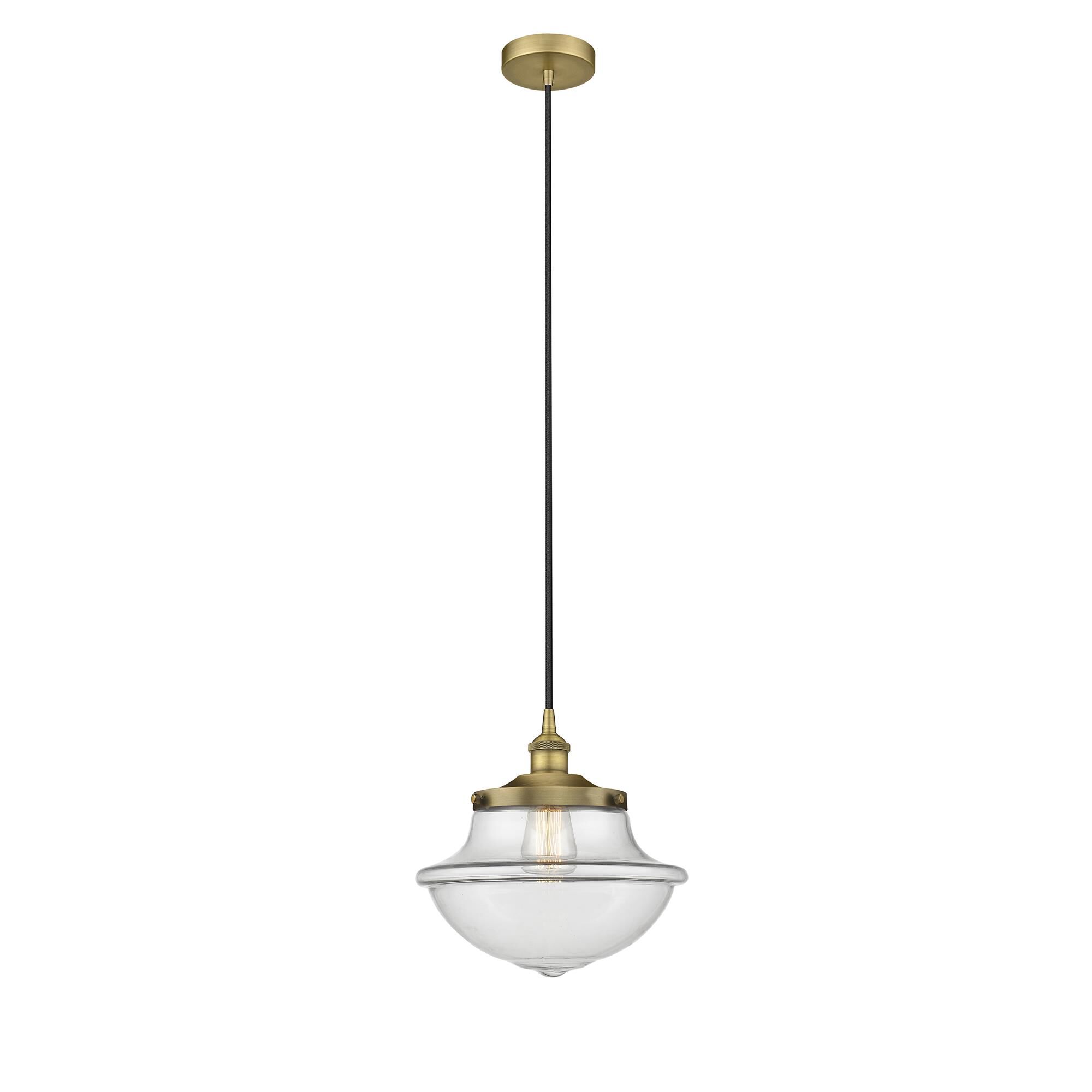 Shown in Brushed Brass finish and Clear glass