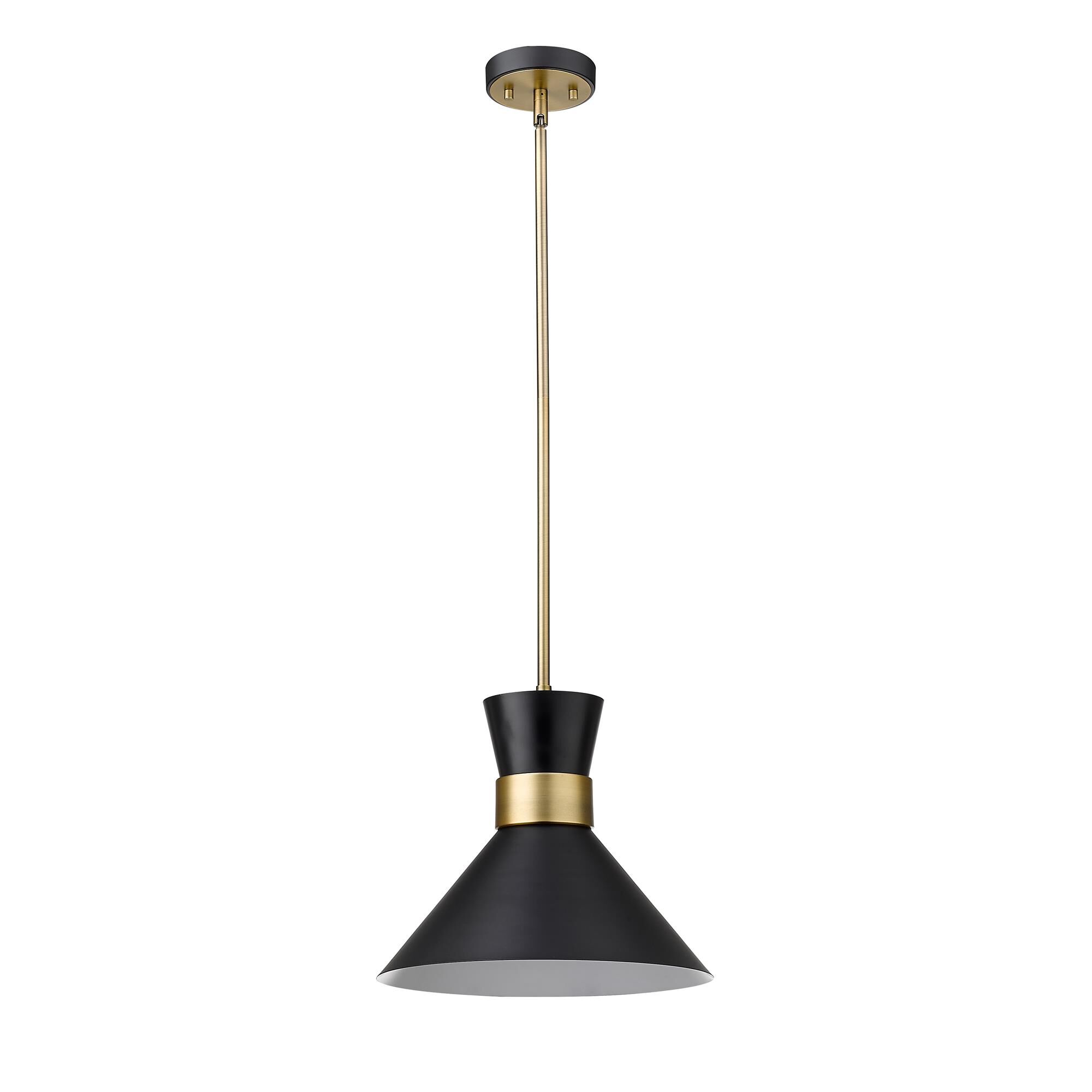 Shown in Matte Black + Heritage Brass finish and Metal glass and Metal shade