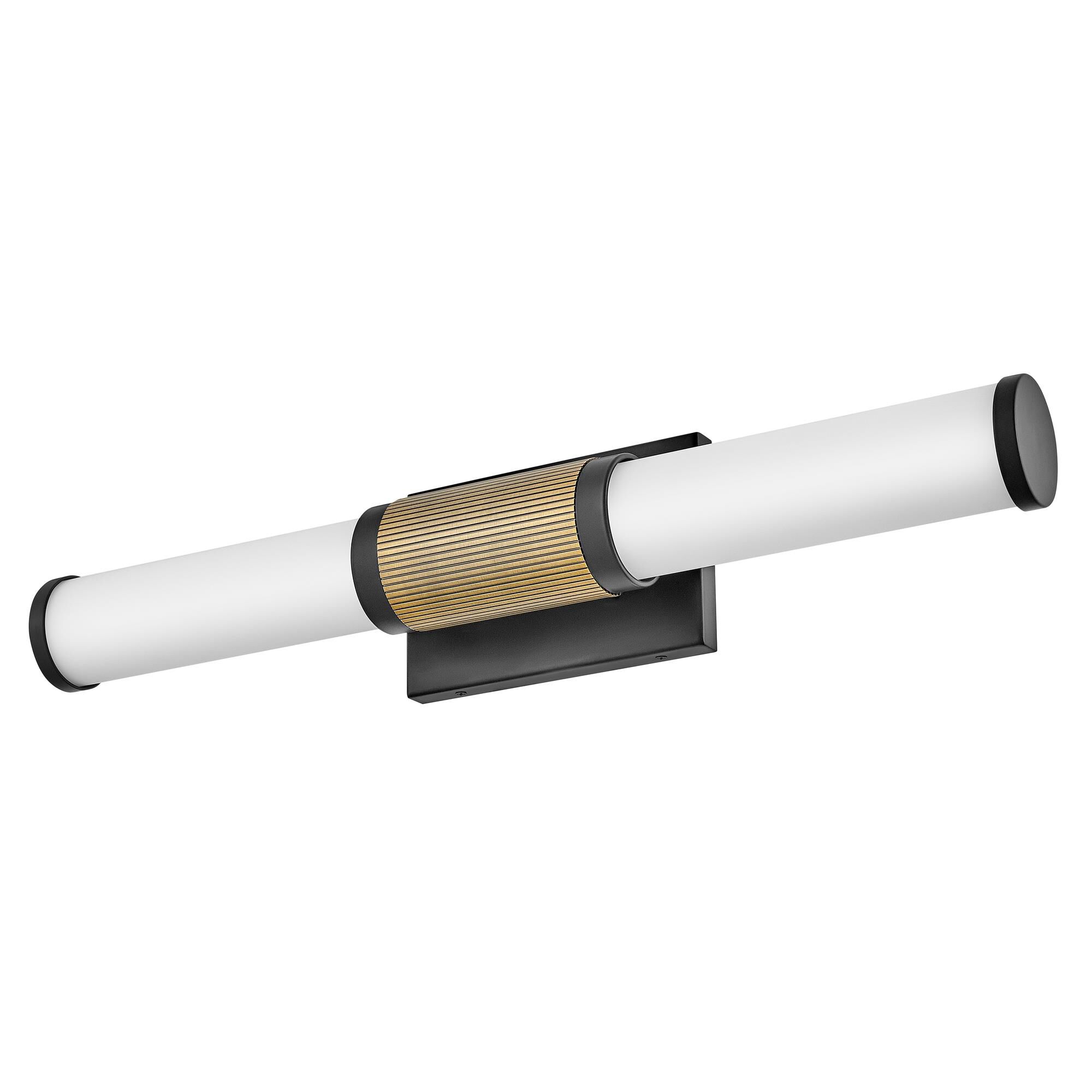 Shown in Black With Lacquered Brass Accents finish and Etched Opal glass
