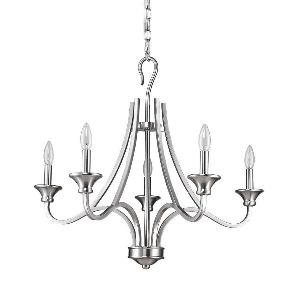 Shown in Satin Nickel finish and -- glass and -- shade