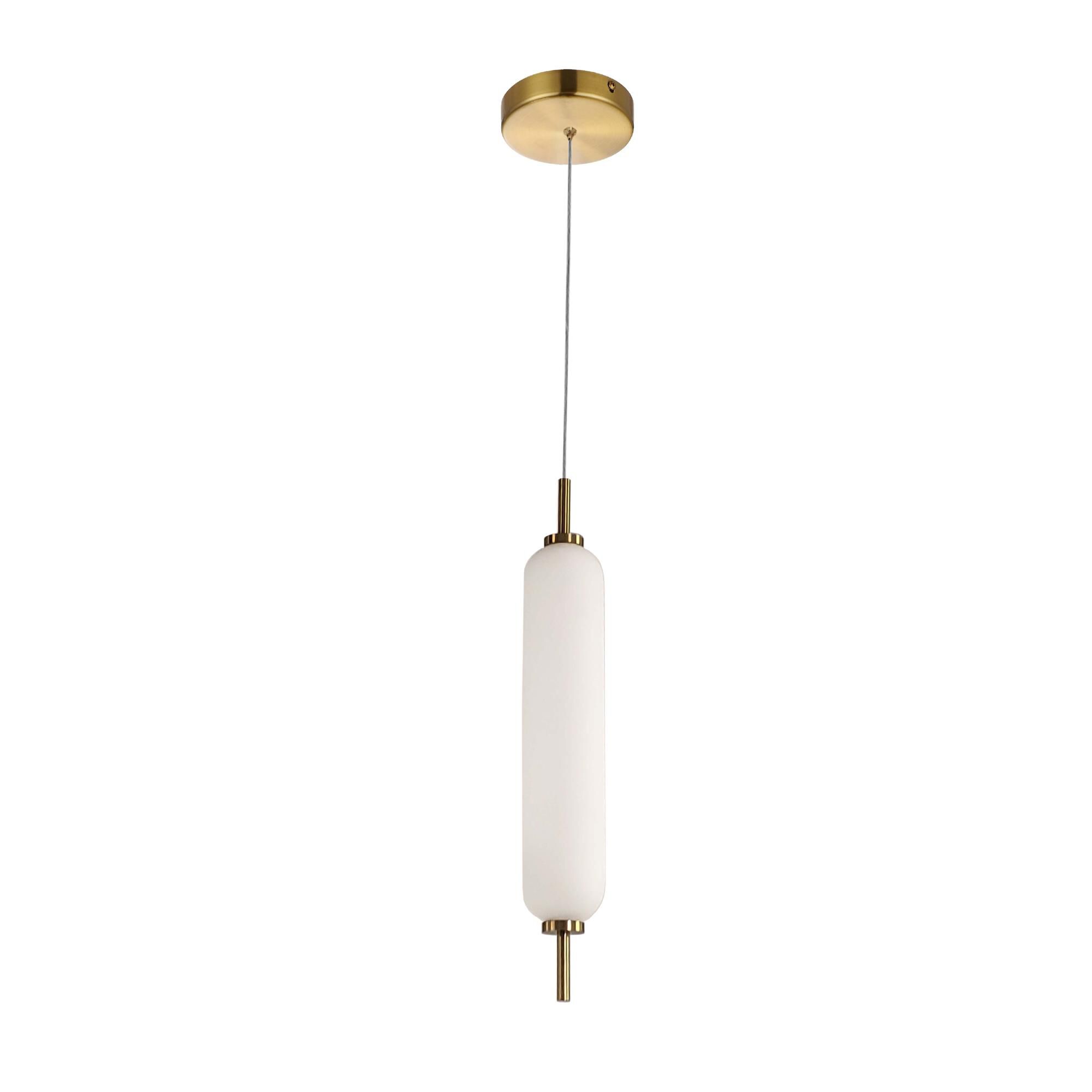Shown in Aged Brass finish and White shade