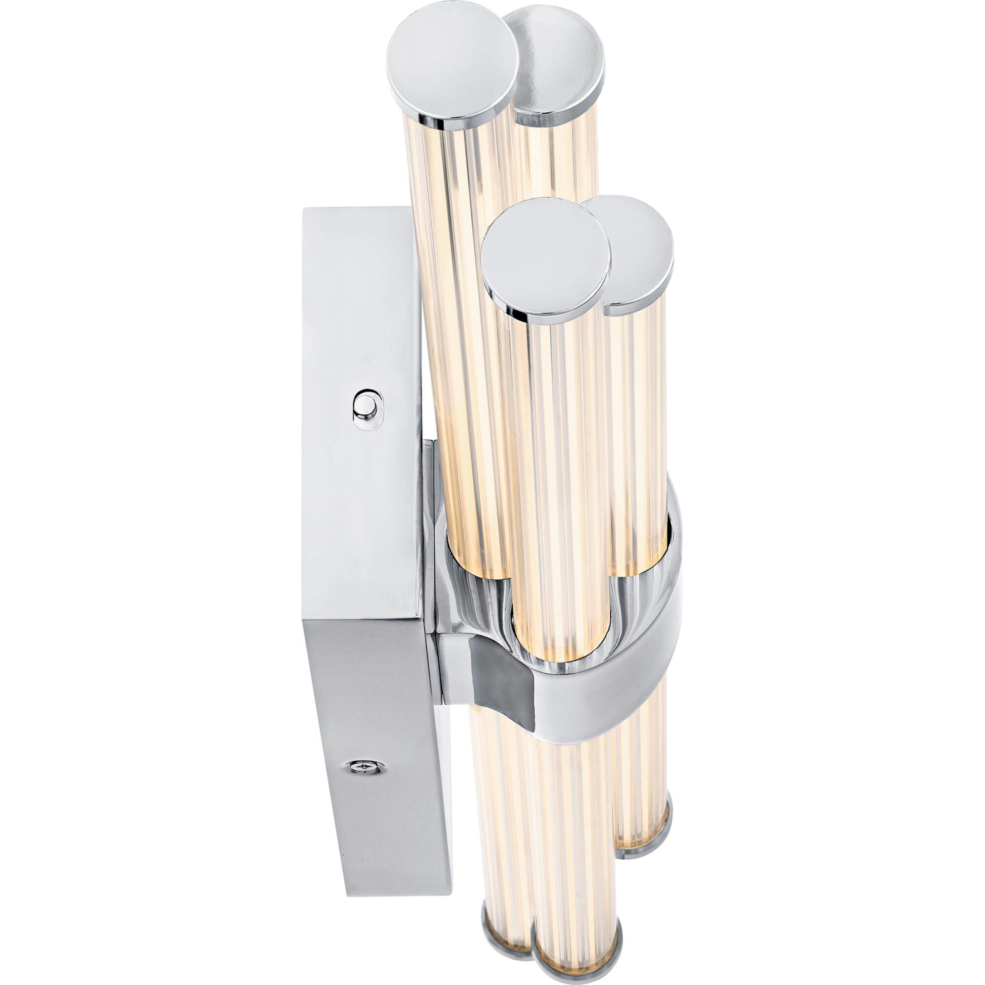 Shown in Polished Chrome finish and Clear Ribbed Acrylic shade