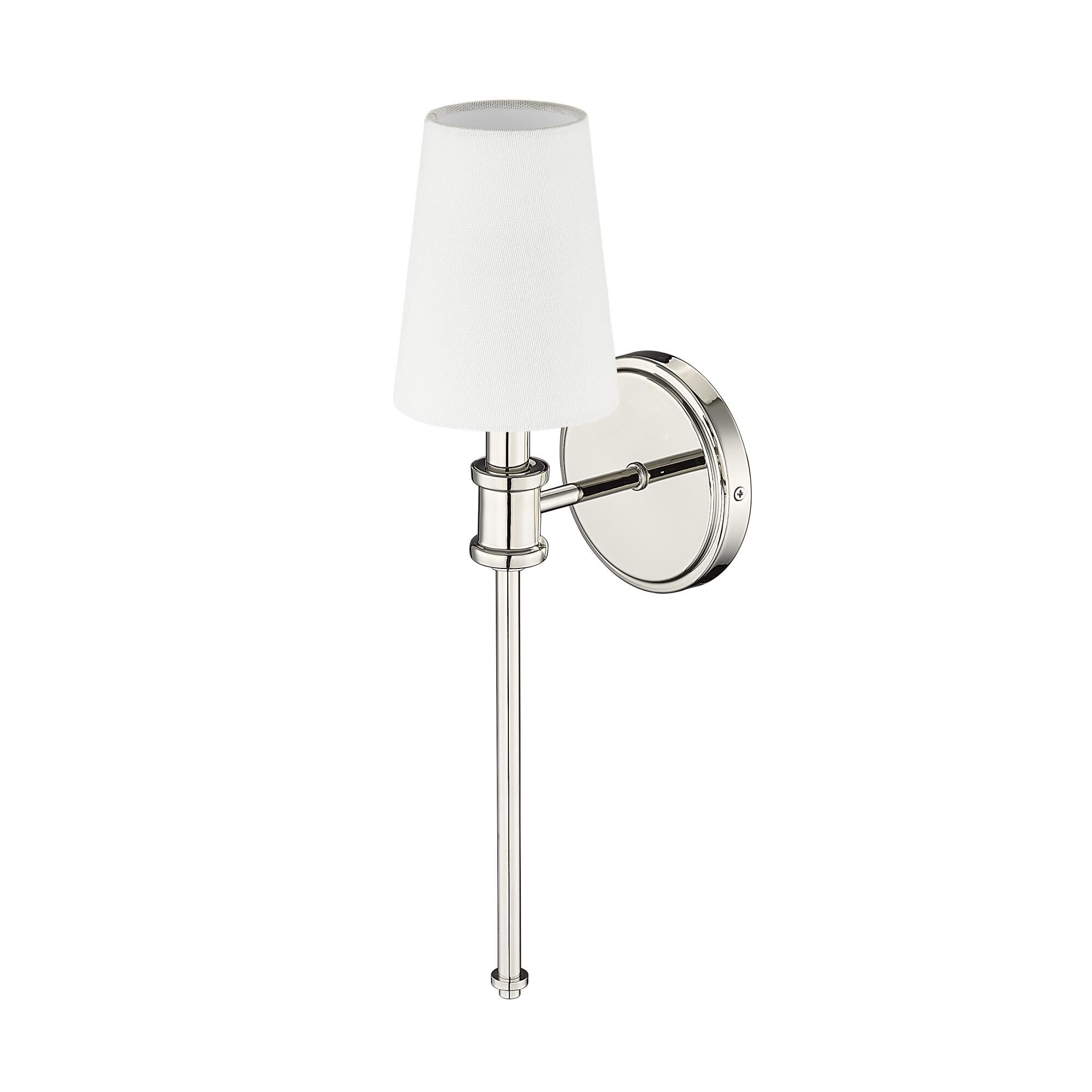 Shown in Polished Nickel finish and Linen shade