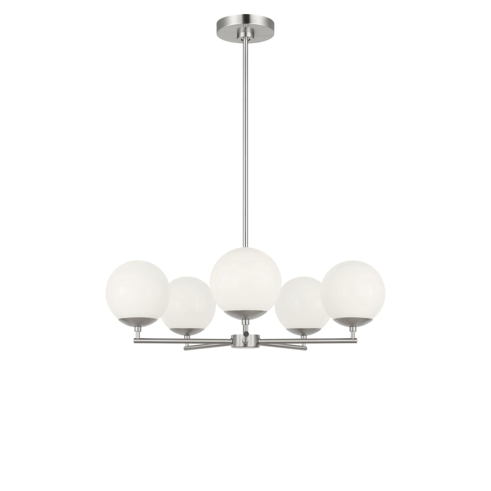 Shown in Brushed Nickel finish and Clear White glass