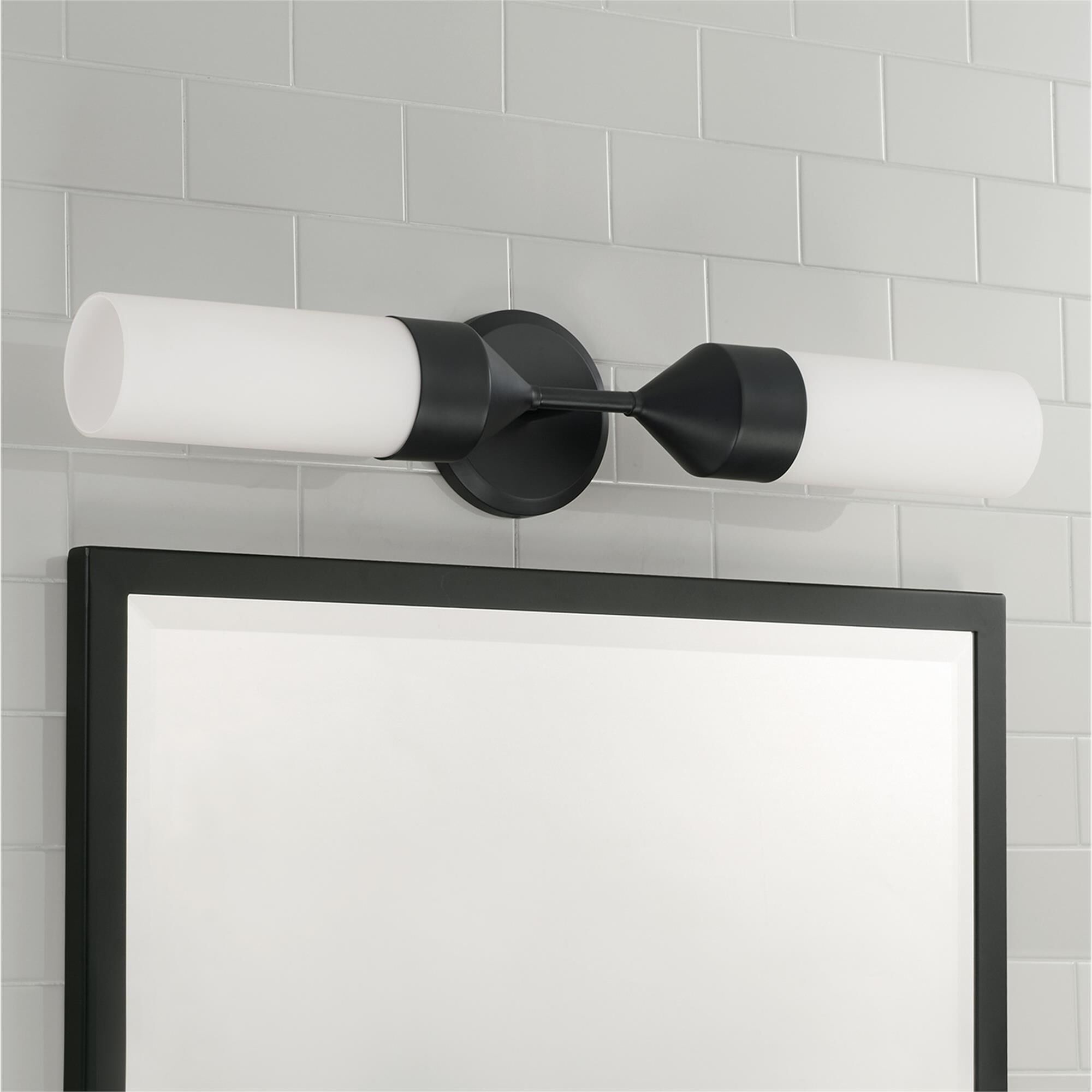Shown in Matte Black finish and Soft White glass