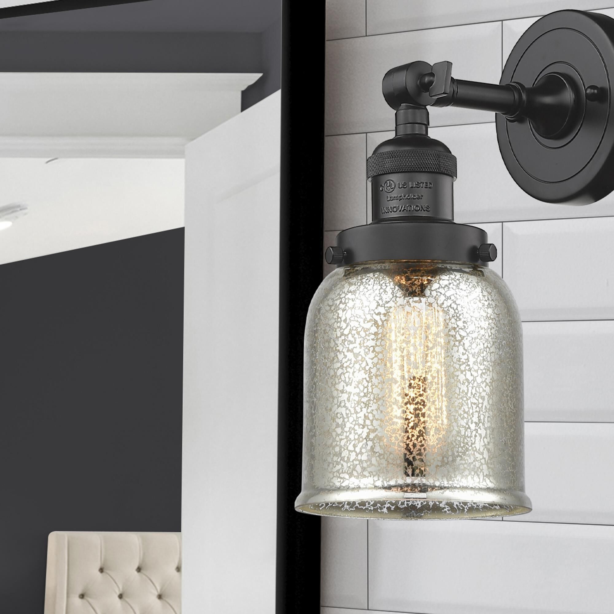 Shown in Oil Rubbed Bronze finish and Silver Mercury glass