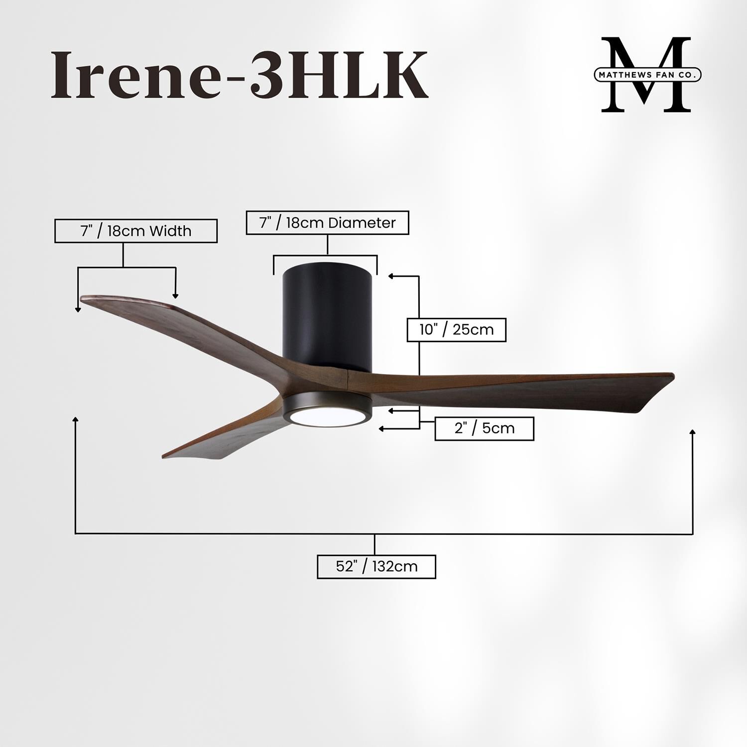 Irene 52 Inch Flush Mount Fan with Light Kit by Matthews Fan Company