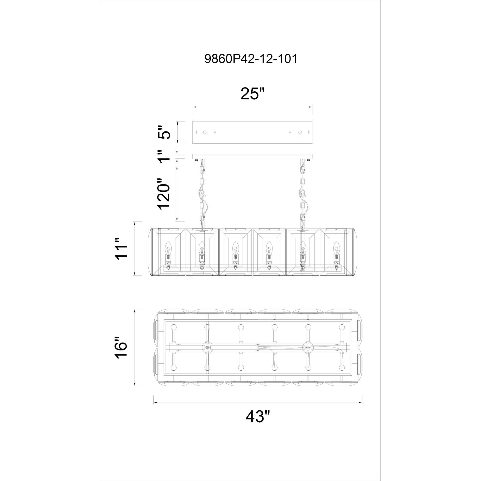 Jacquet 43 Inch 12 Light Linear Suspension Light by CWI Lighting