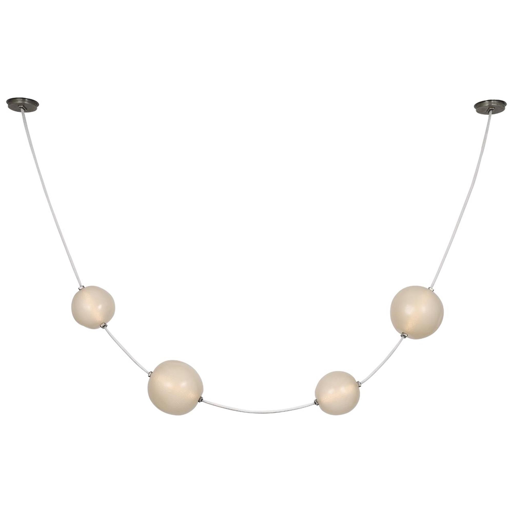 Shown in Bone Suede And Mottled Pewter finish and Fizzy Nude glass