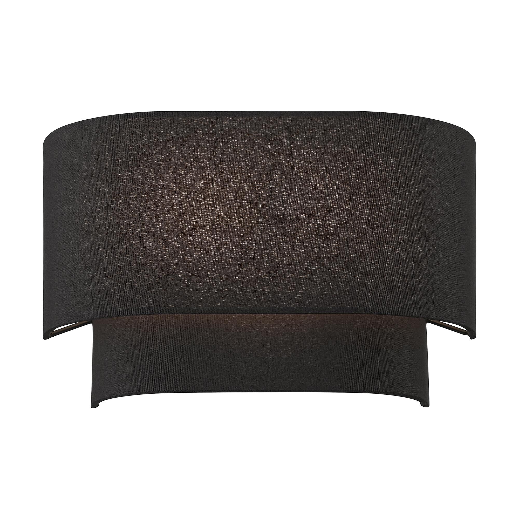 Shown in Black finish and Hand Crafted Black Color Hardback Fabric with White Fabric Inside shade