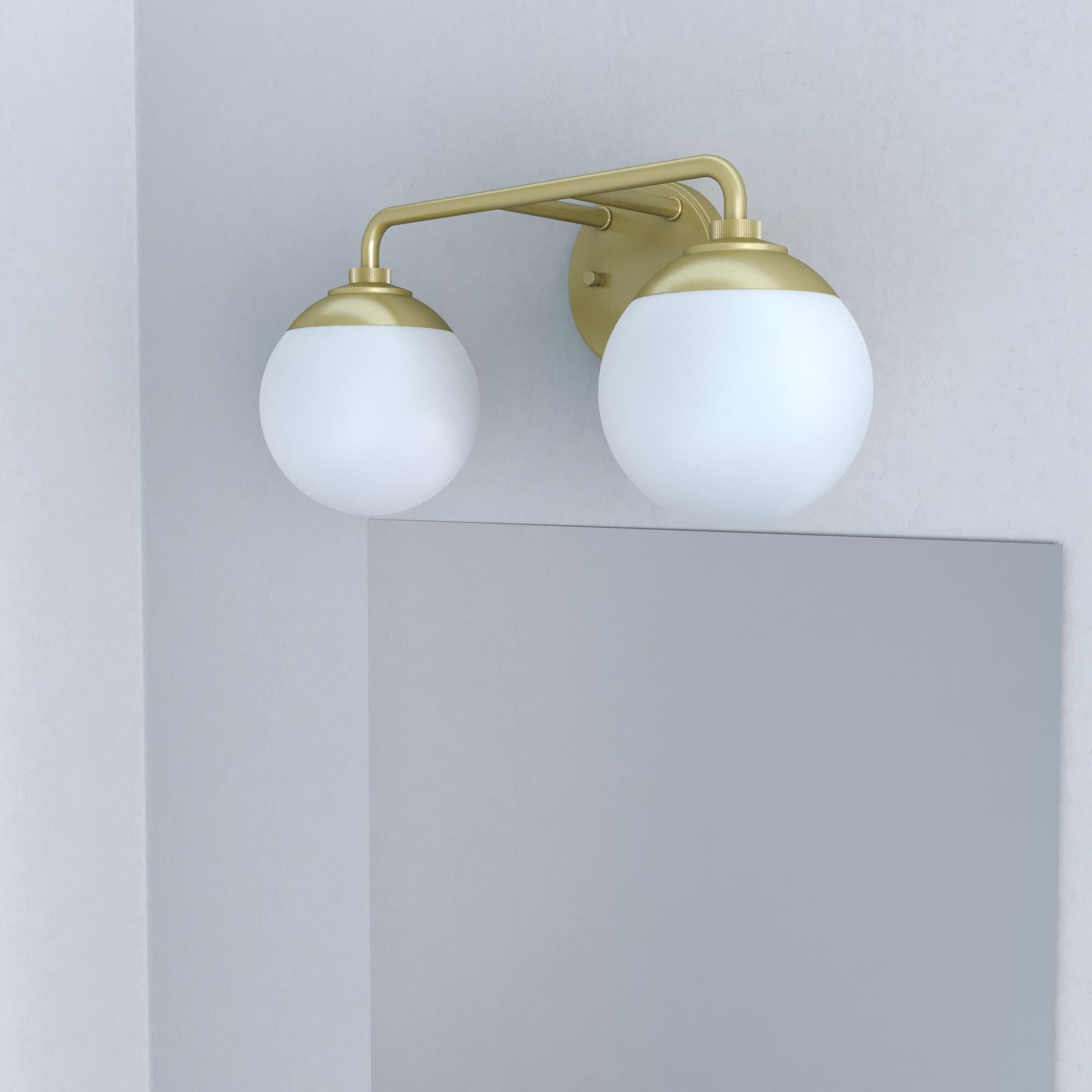 Shown in Painted Modern Brass finish and Cased White glass