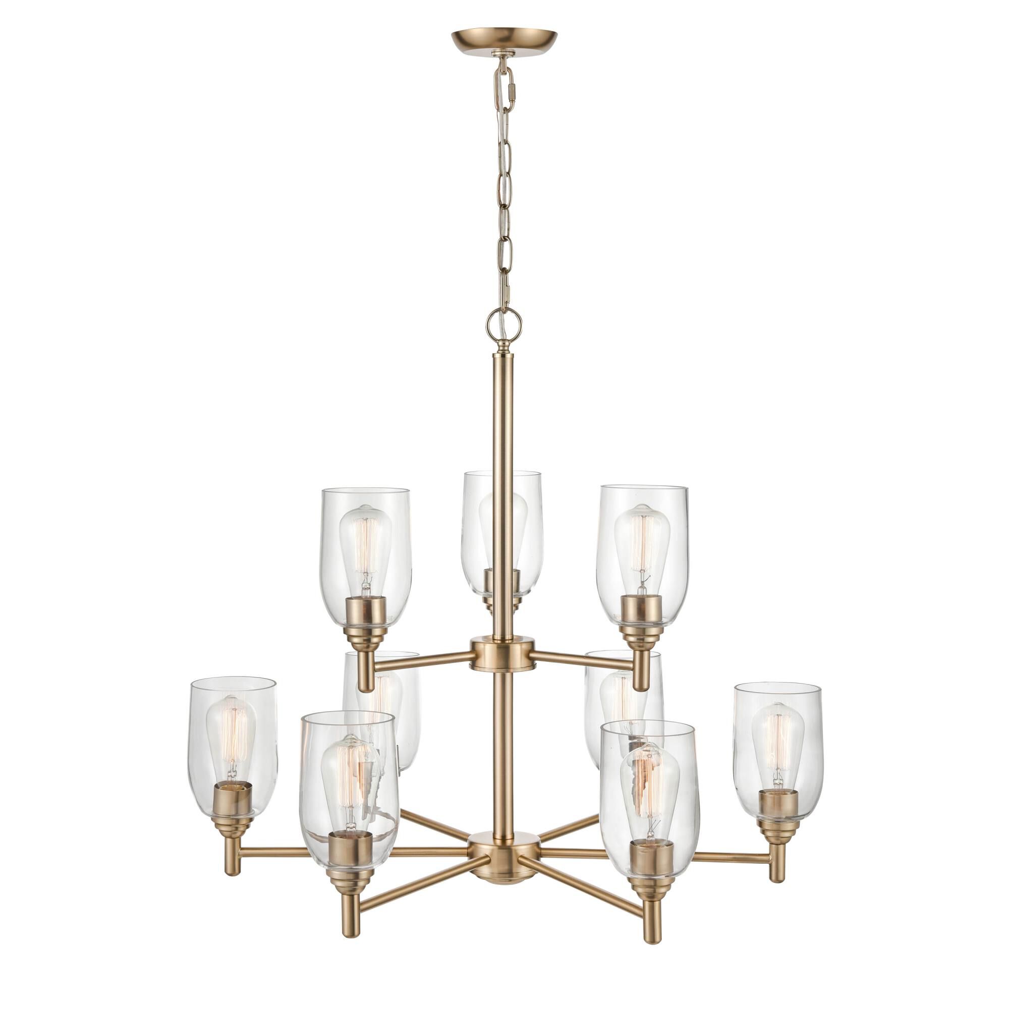 Shown in Modern Gold finish and Clear glass