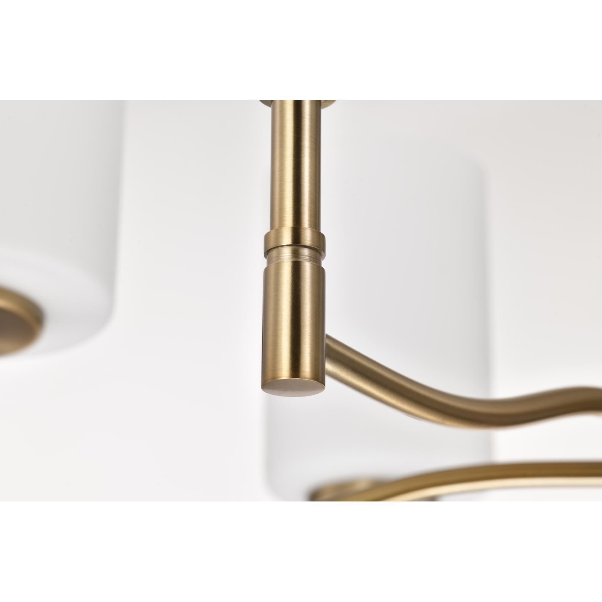 Shown in Burnished Brass finish and White Opal glass