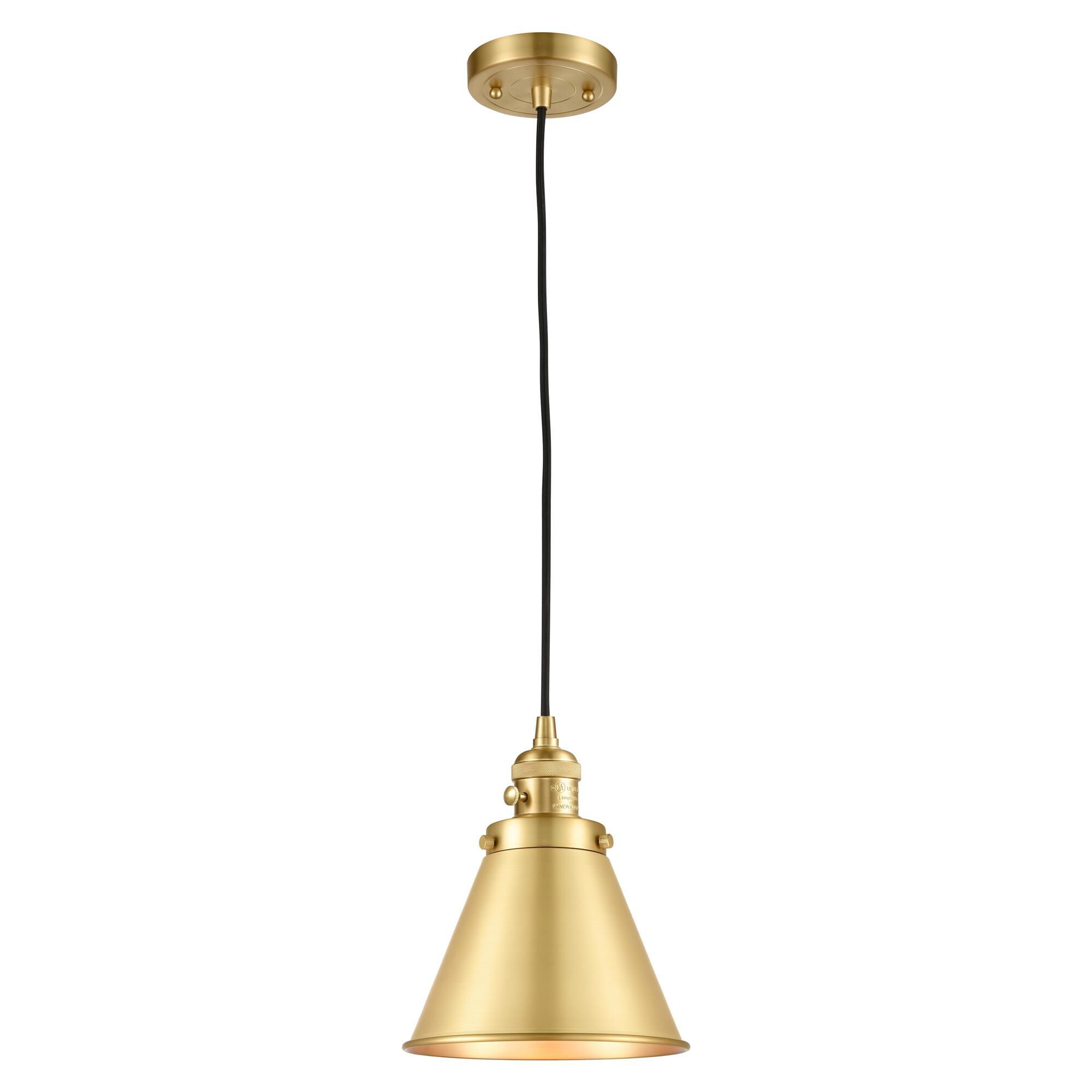 Shown in Satin Gold finish and Satin Gold shade