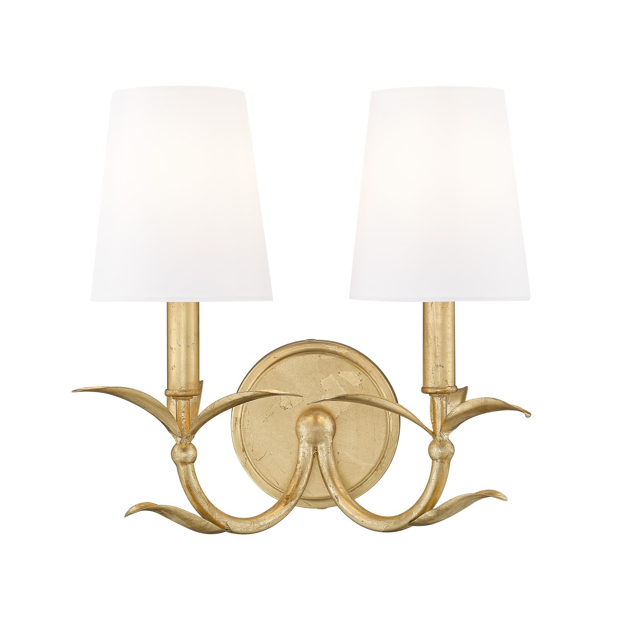 Shown in Gold Leaf finish and White glass