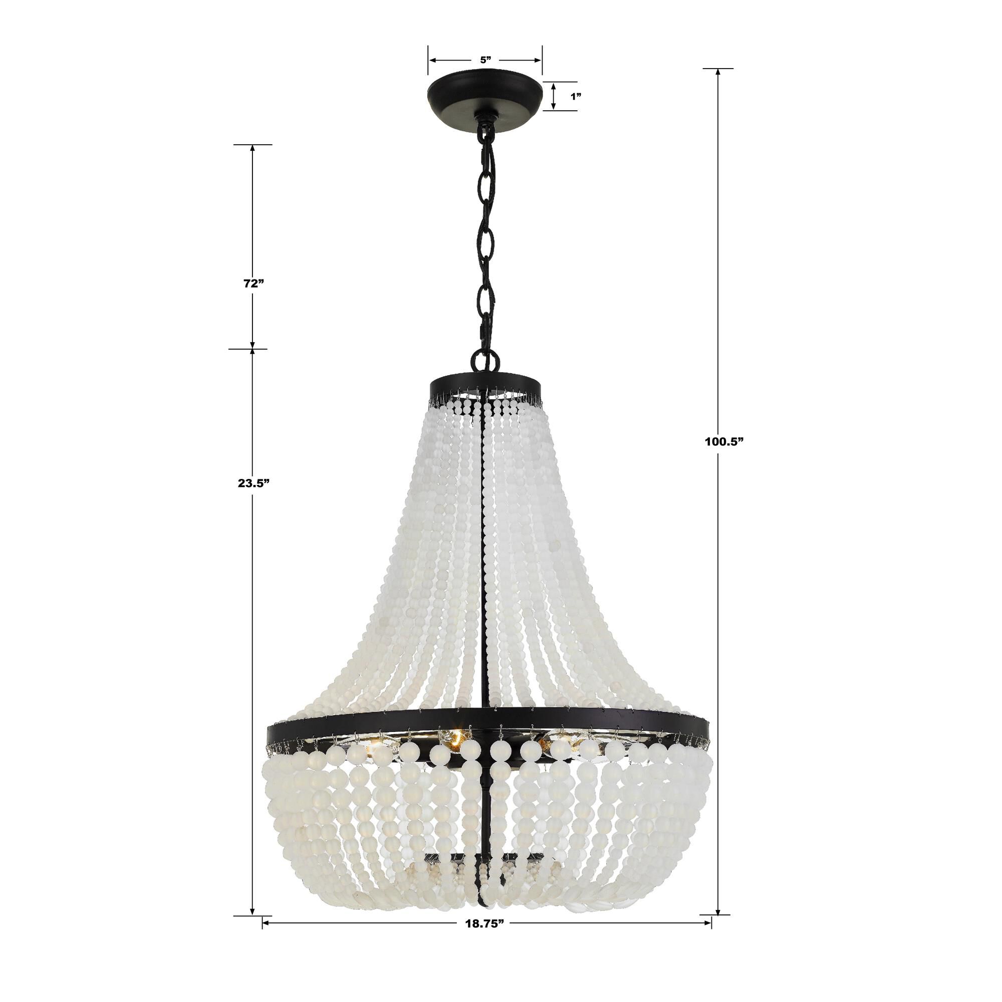 Shown in Matte Black finish and Frosted Glass Beads crystal