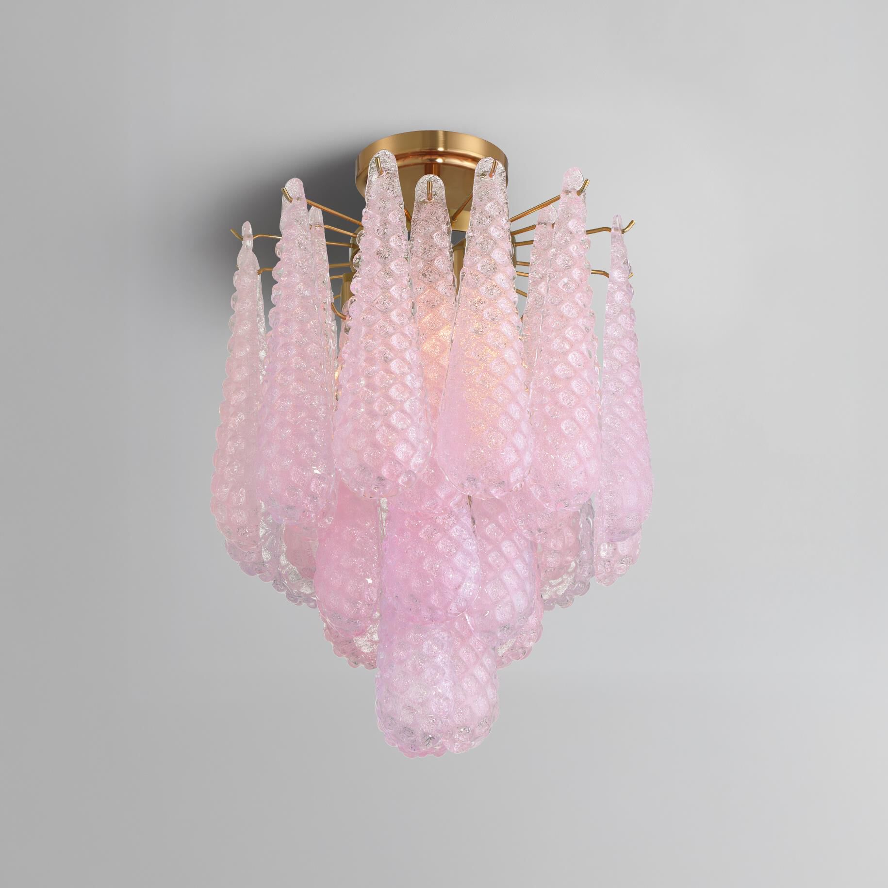 Shown in Aged Brass finish and Sand Blush glass