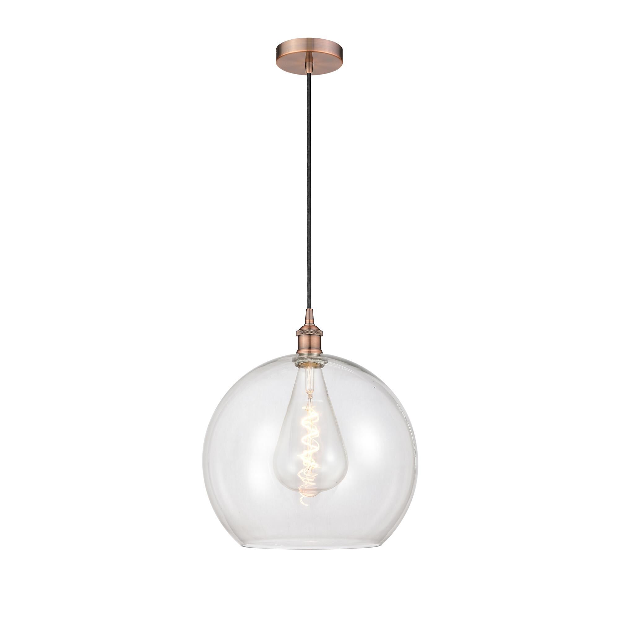 Shown in Antique Copper finish and Clear glass