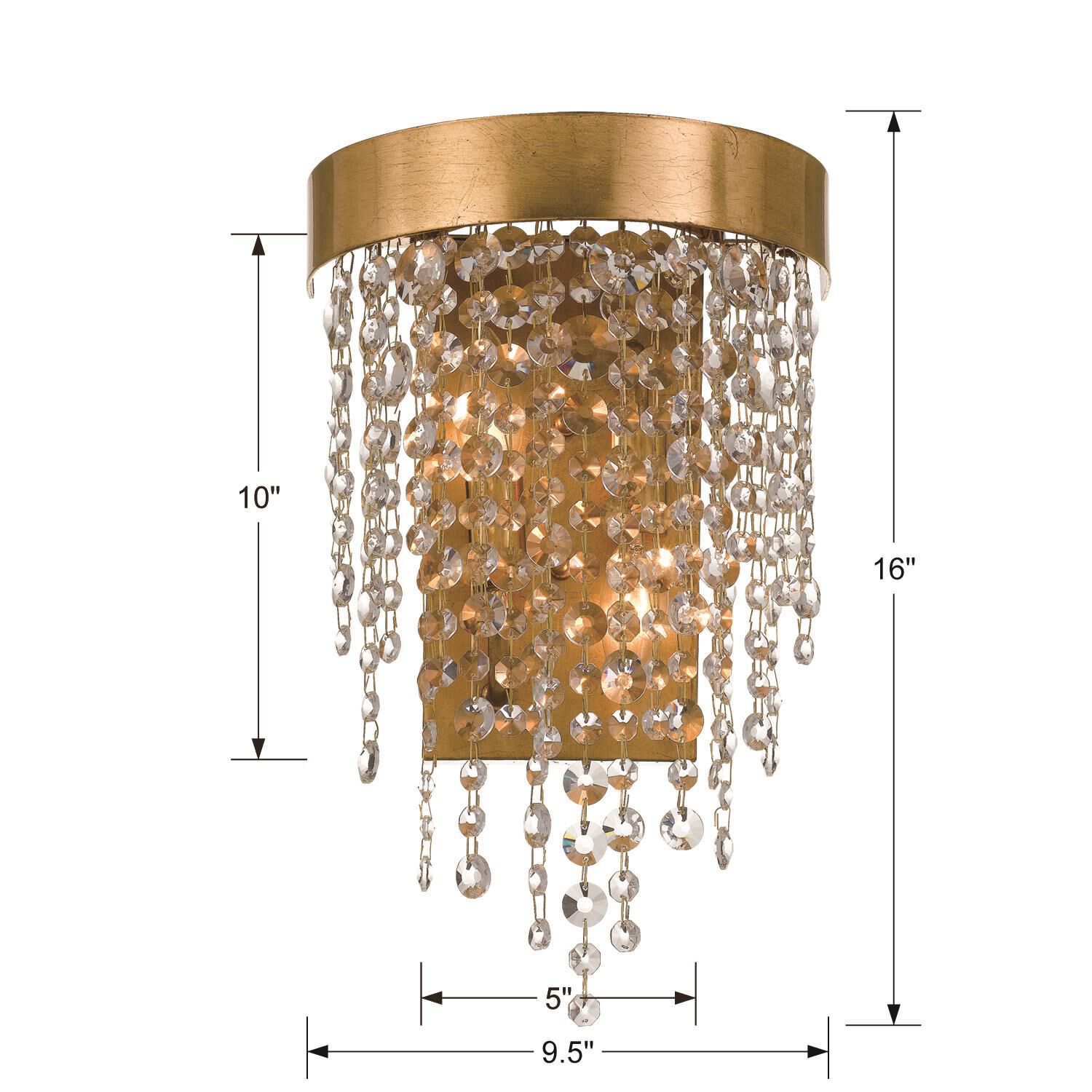 Shown in Antique Gold finish and Clear Hand Cut crystal