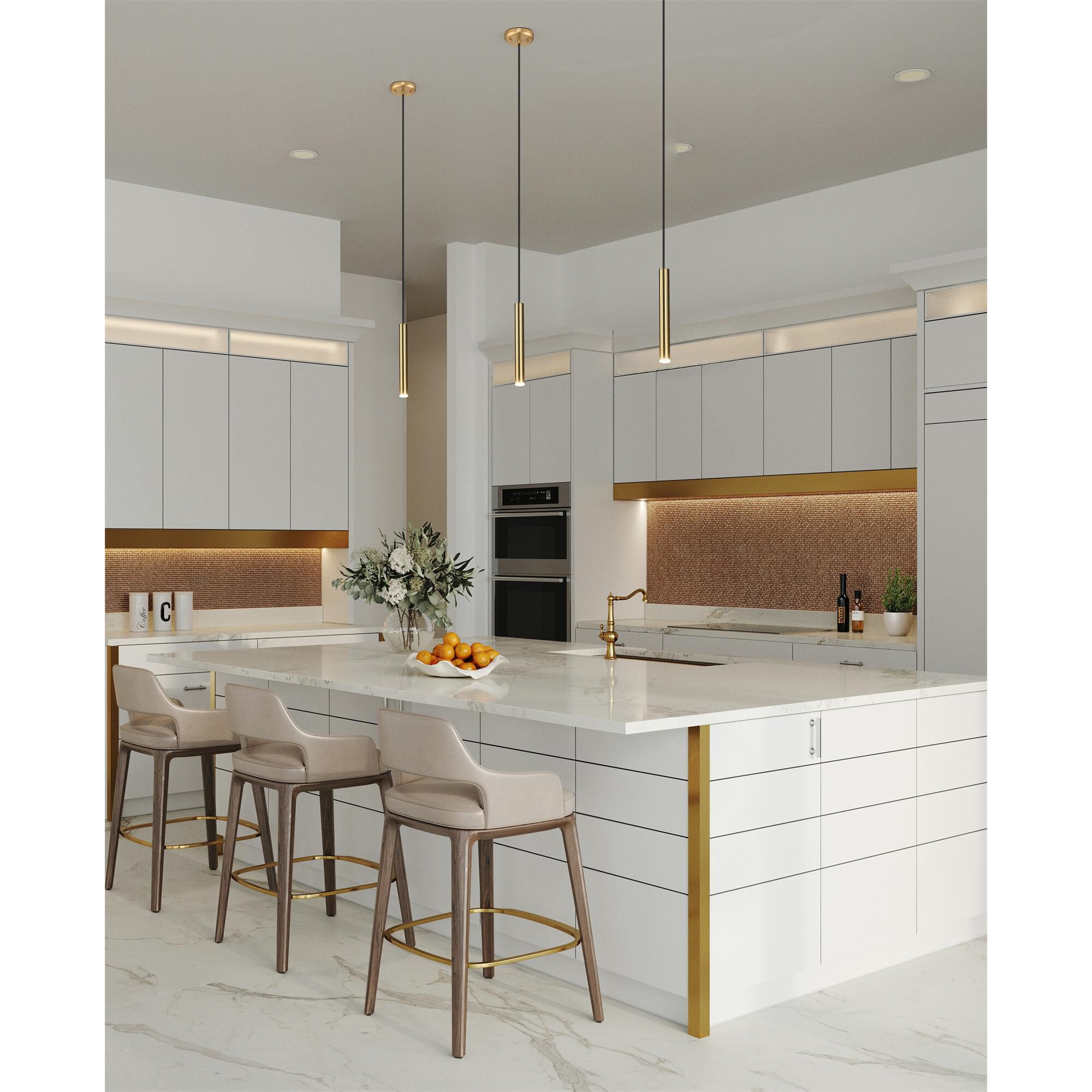 Shown in Modern Gold finish and Modern Gold glass and Modern Gold shade