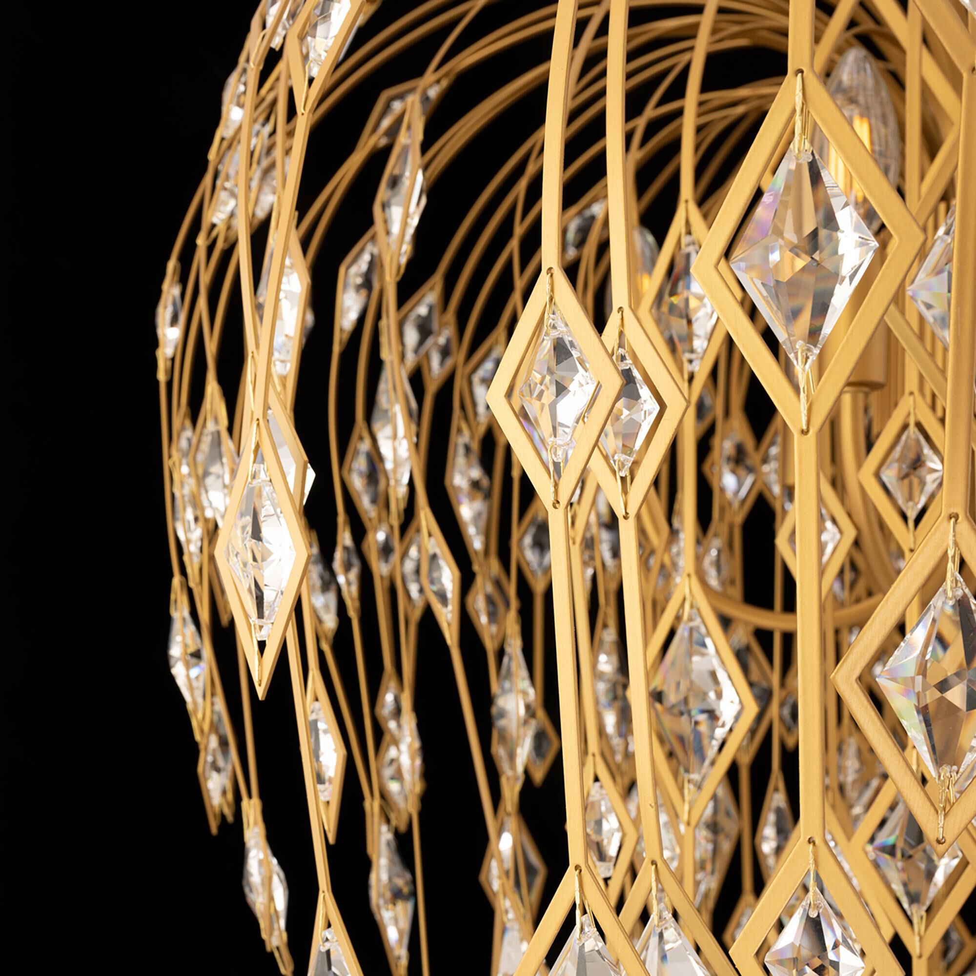 Shown in Aged Brass finish and Clear Optic crystal