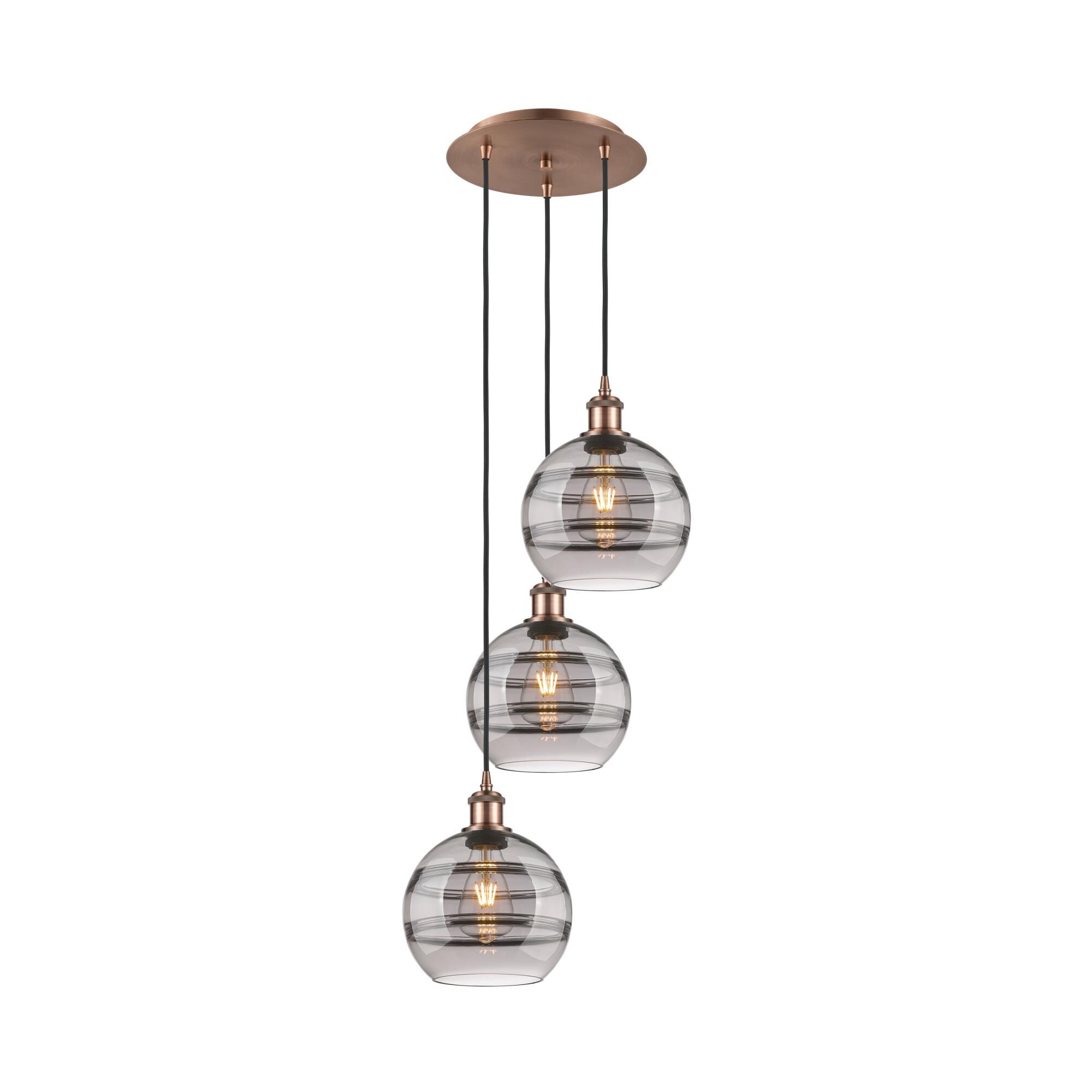 Shown in Antique Copper finish and Light Smoke glass
