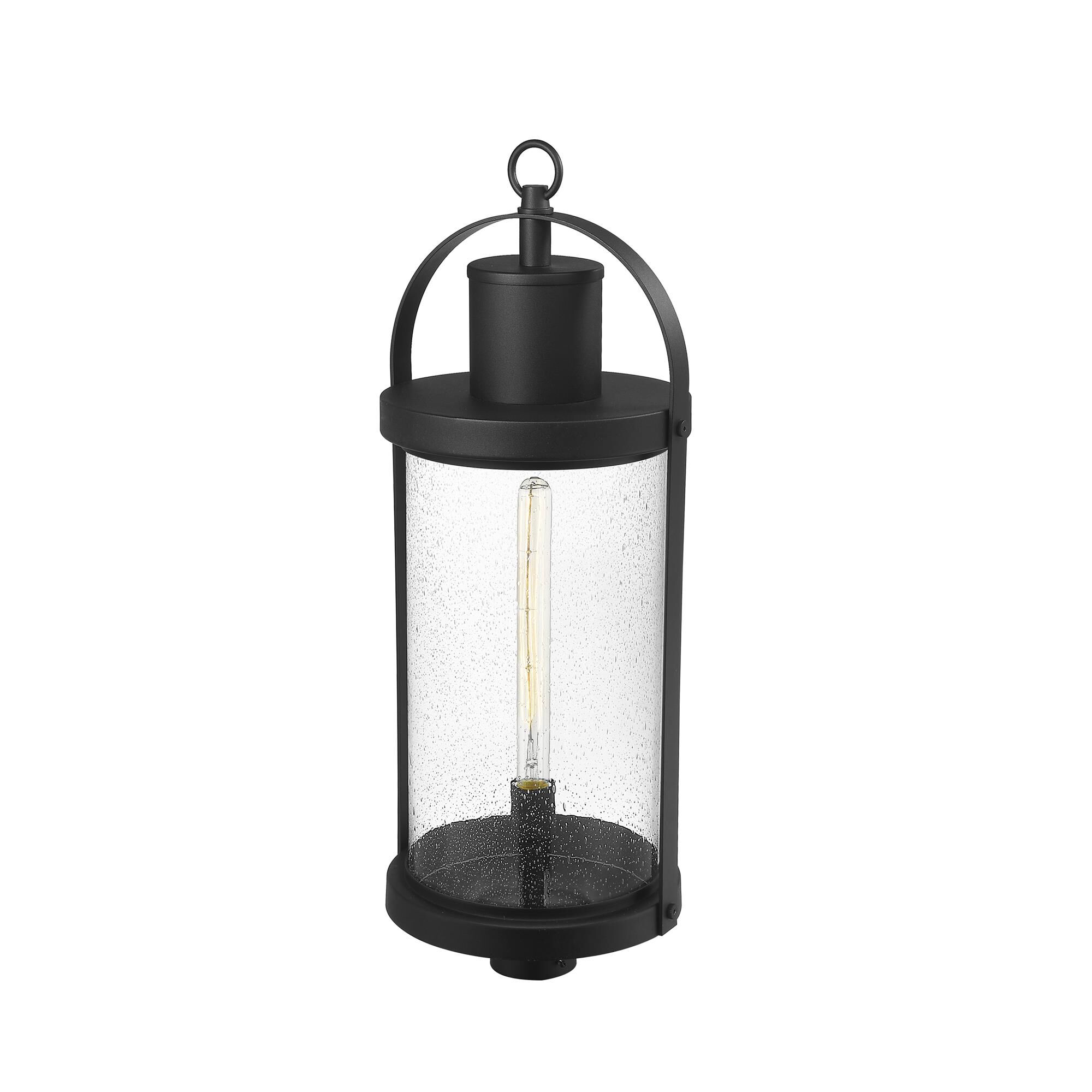 Shown in Black finish and Glass shade
