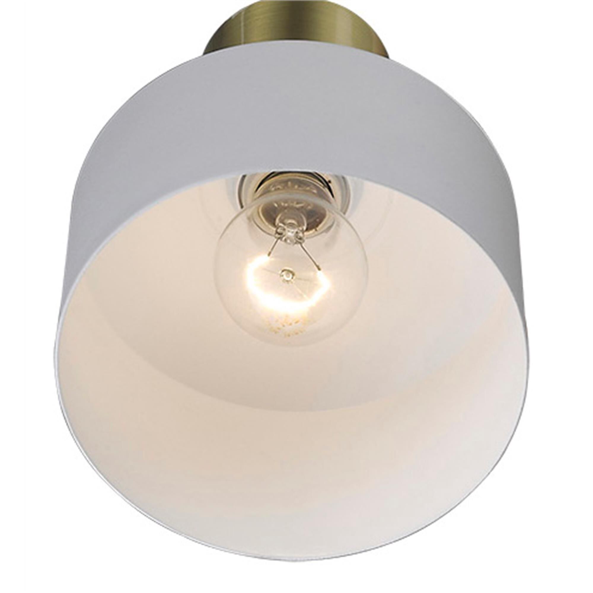Shown in White finish and White glass and White Metal Drum shade