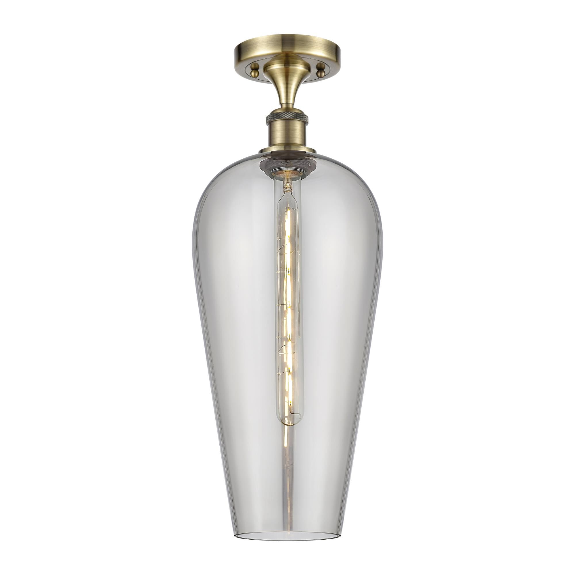Shown in Antique Brass finish and Light Smoke glass