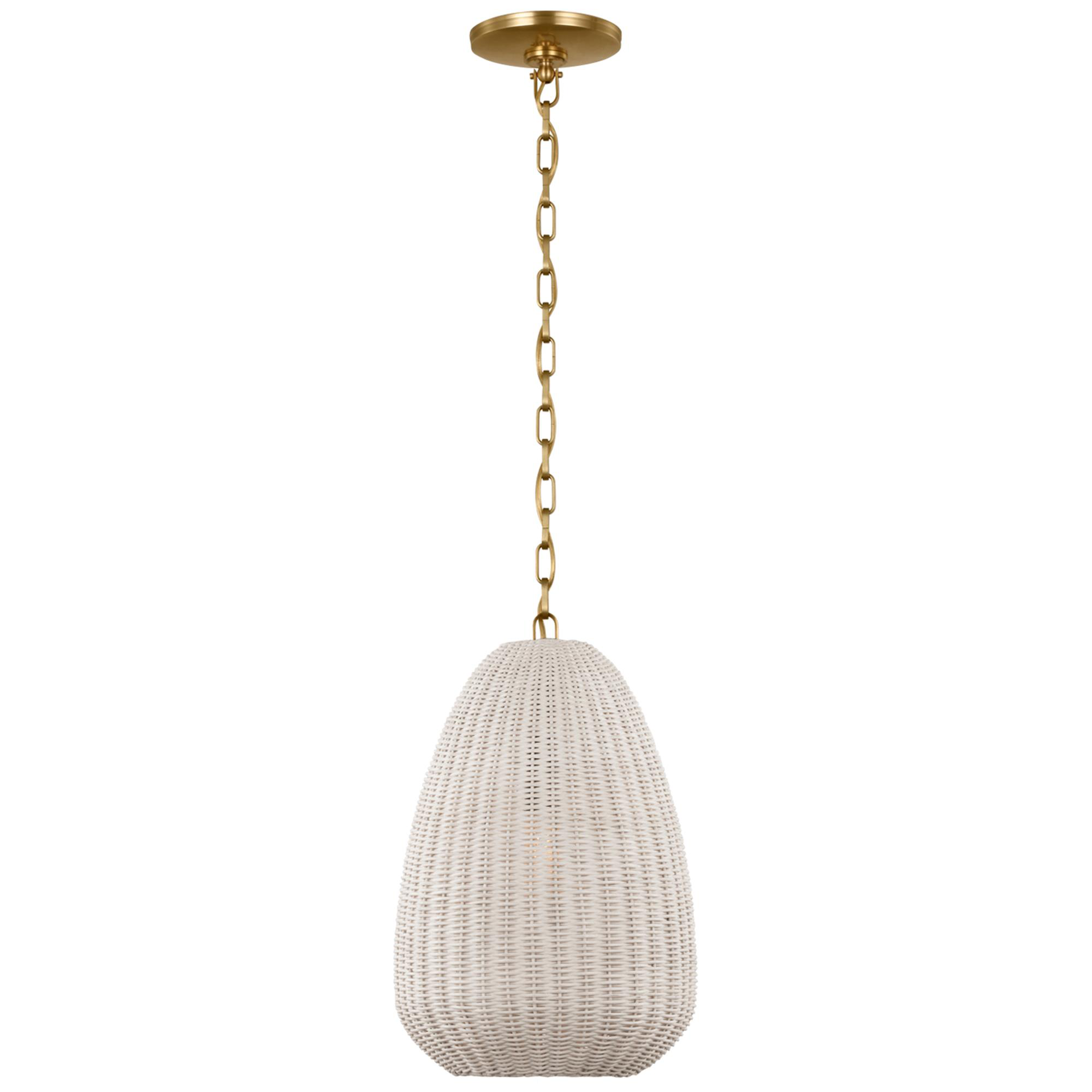 Shown in Antique-Burnished Brass finish and Chalk Wicker shade