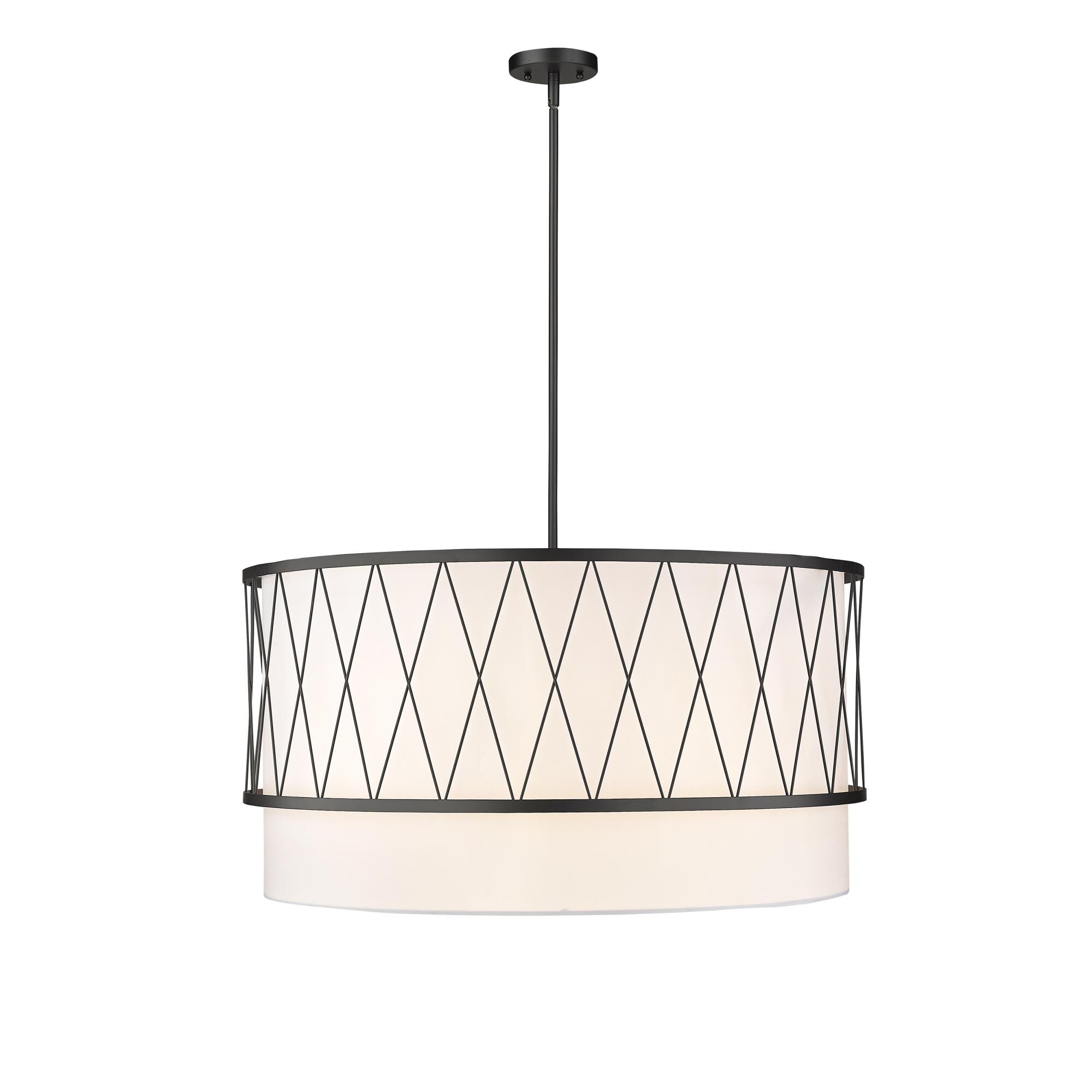 Shown in Matte Black finish and White glass and White shade