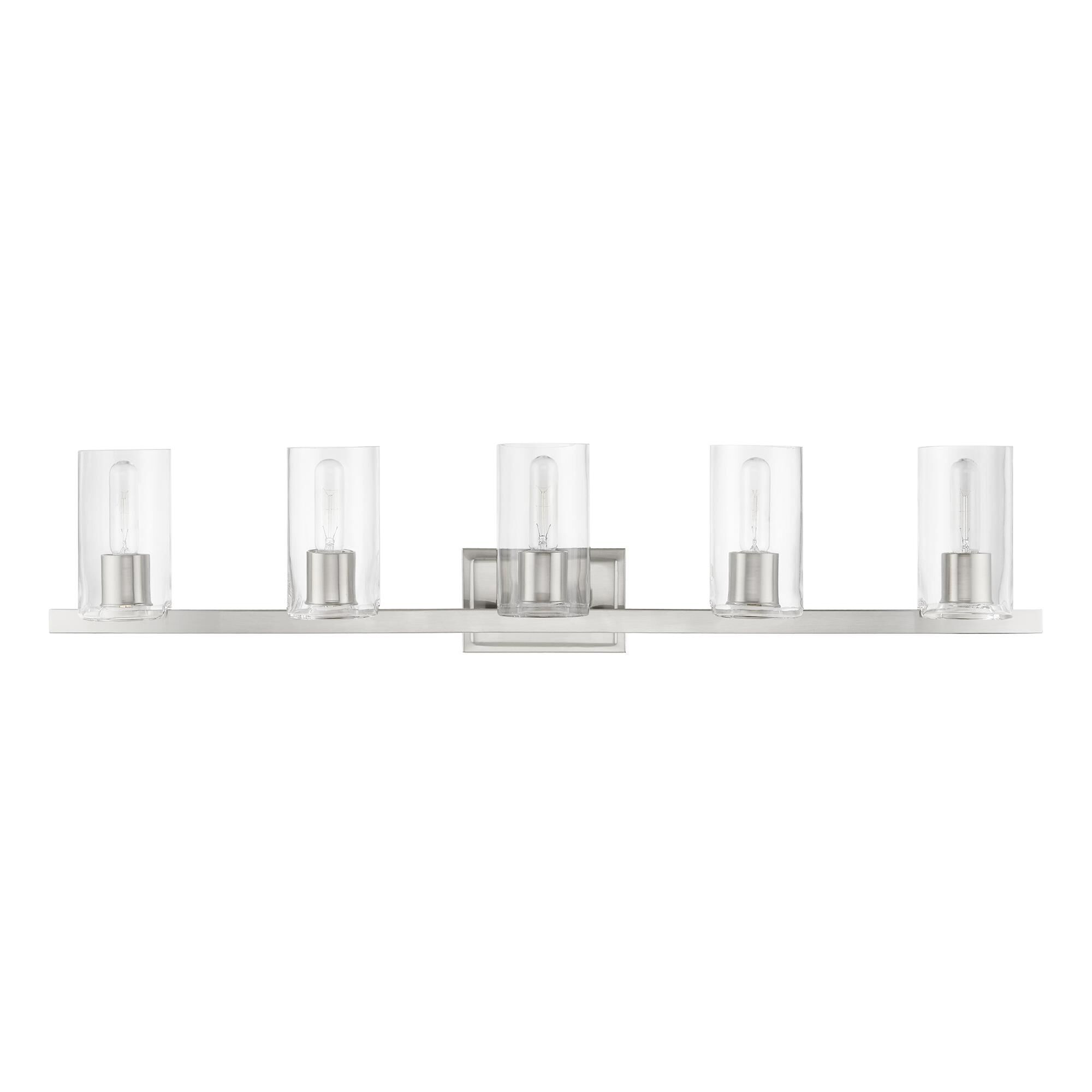 Shown in Brushed Nickel finish and Clear glass