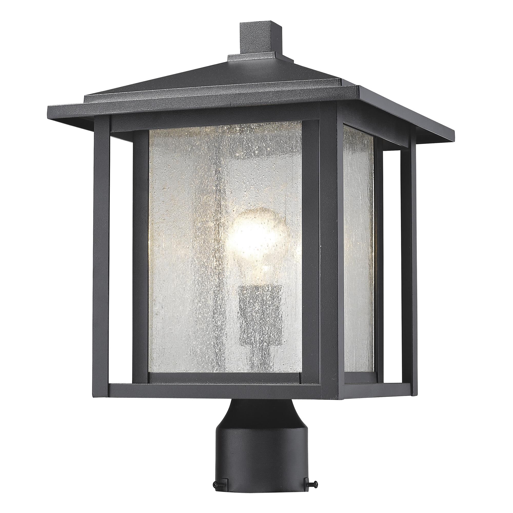 Shown in Black finish and Glass shade