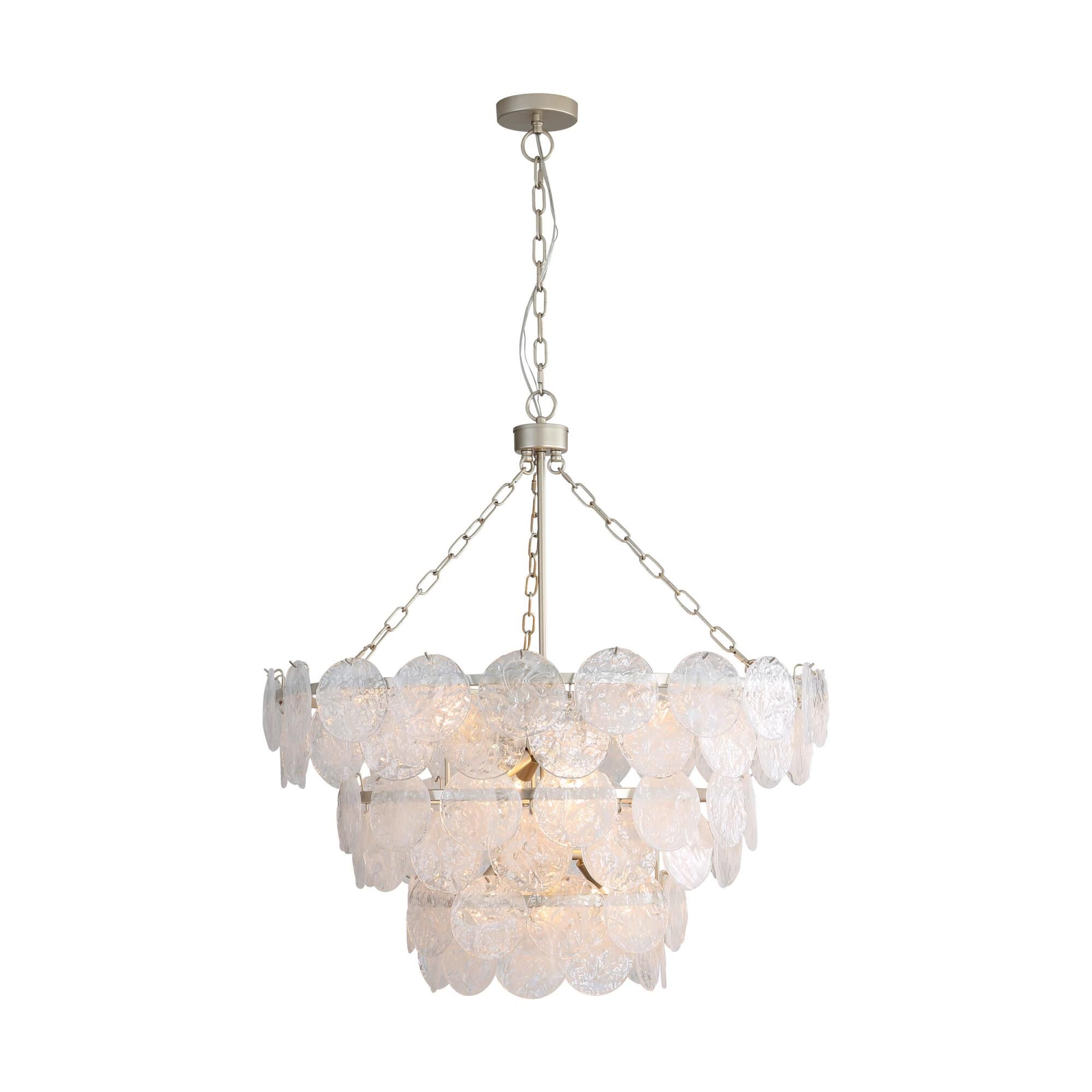 Shown in Aegean Silver finish and Cirrus Cloud glass