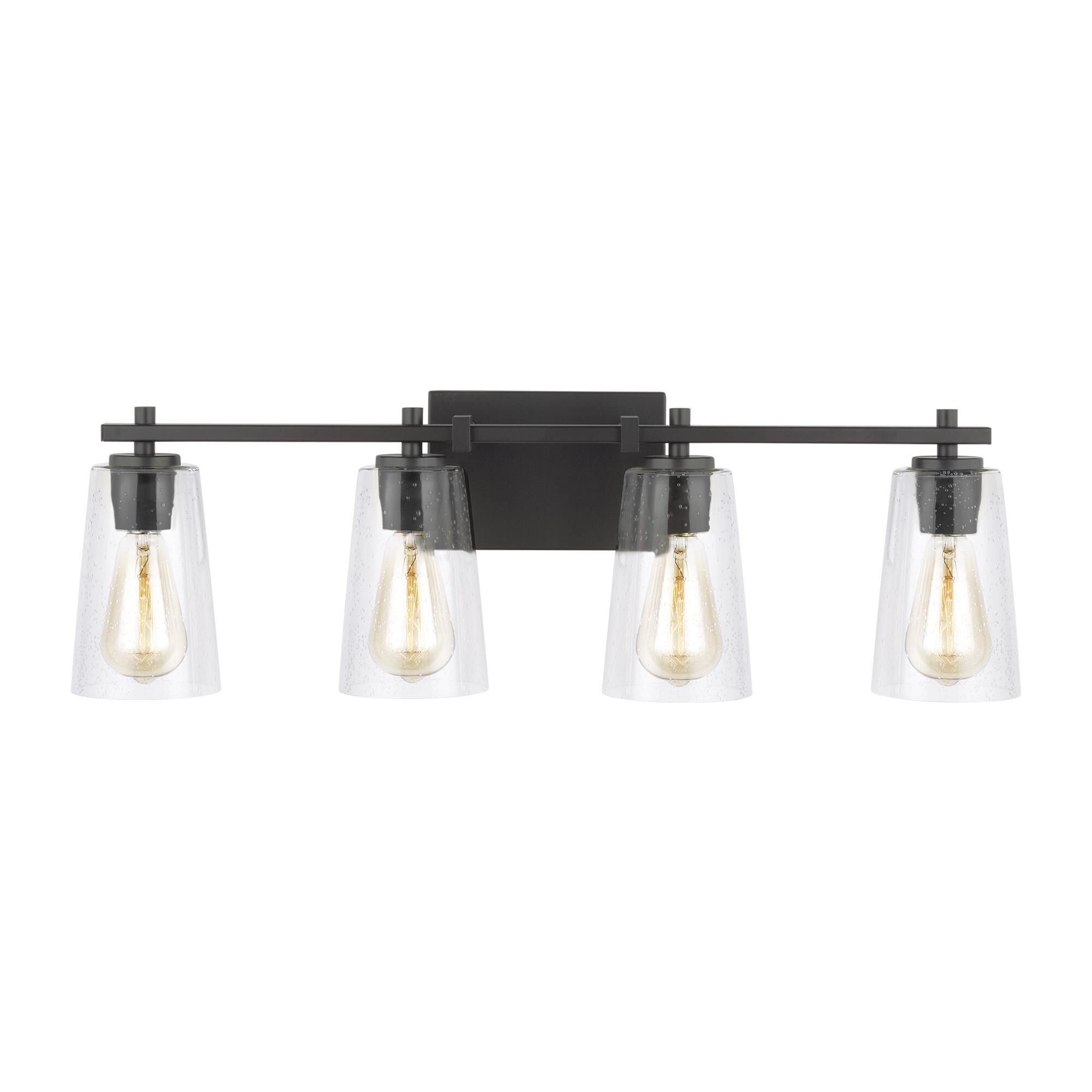 Shown in Oil Rubbed Bronze finish and Clear Seeded glass