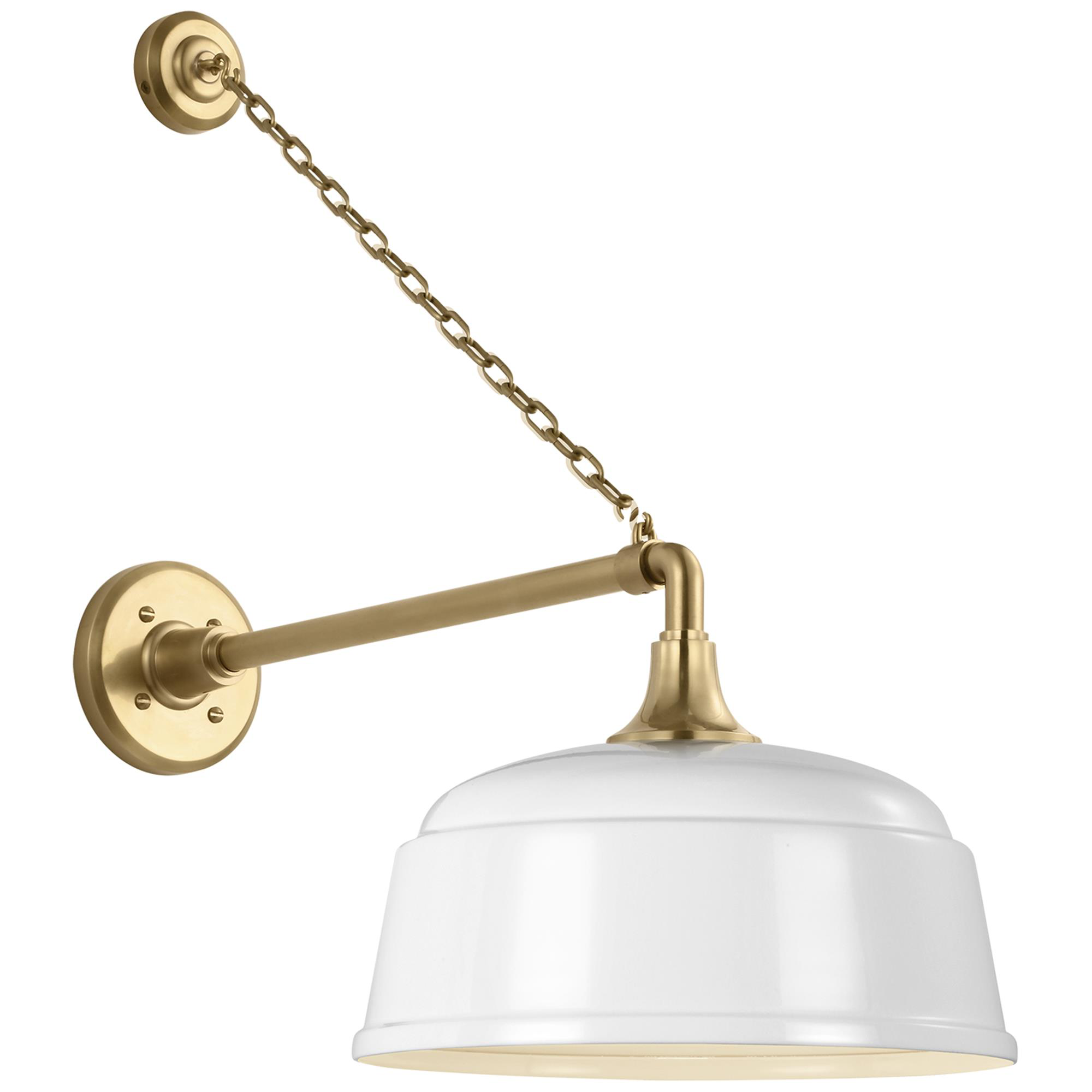 Shown in Hand-Rubbed Antique Brass finish and White Rockhouse shade
