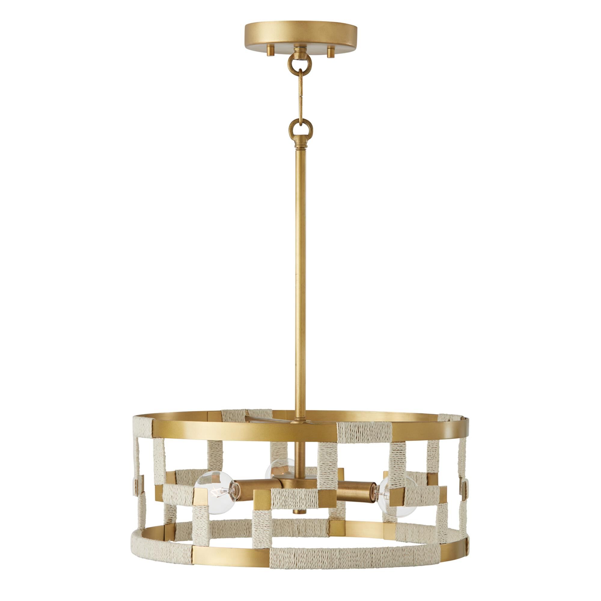 Shown in Bleached Natural Jute And Patinaed Brass finish