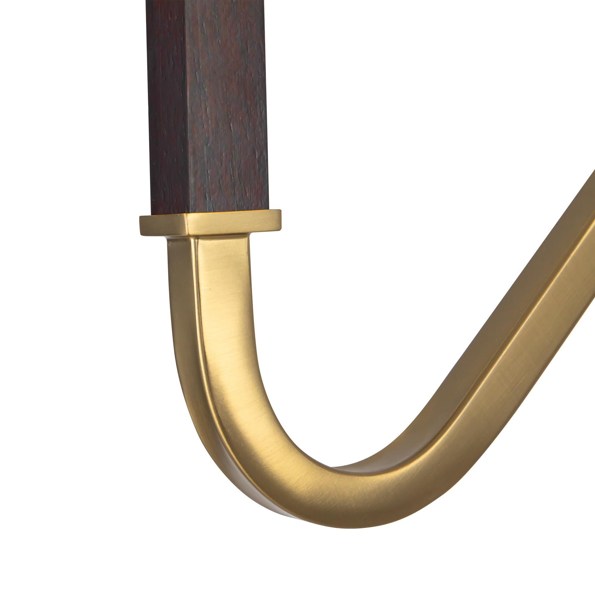 Shown in Brushed Gold finish and White Linen shade