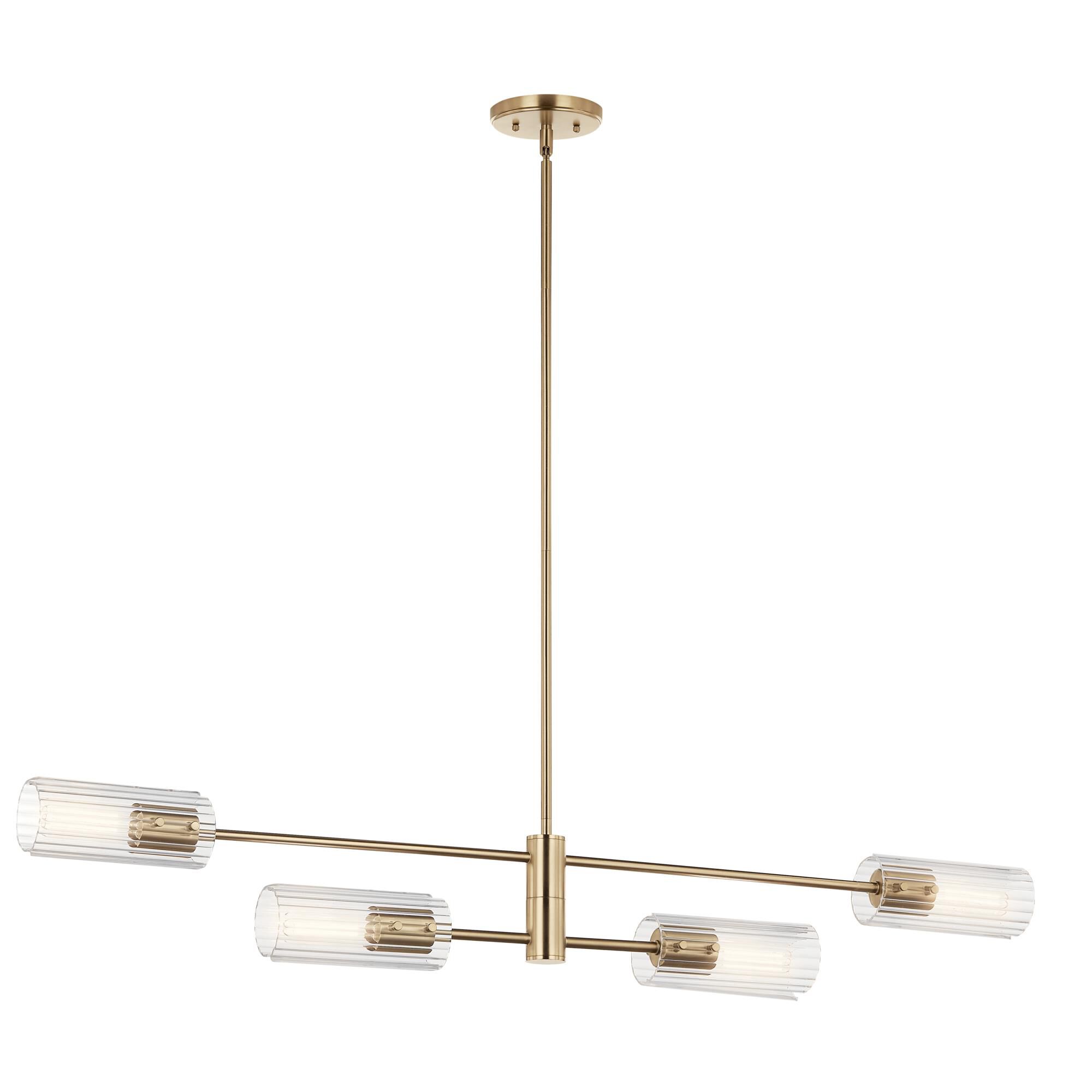 Shown in Champagne Bronze finish and Clear Fluted glass