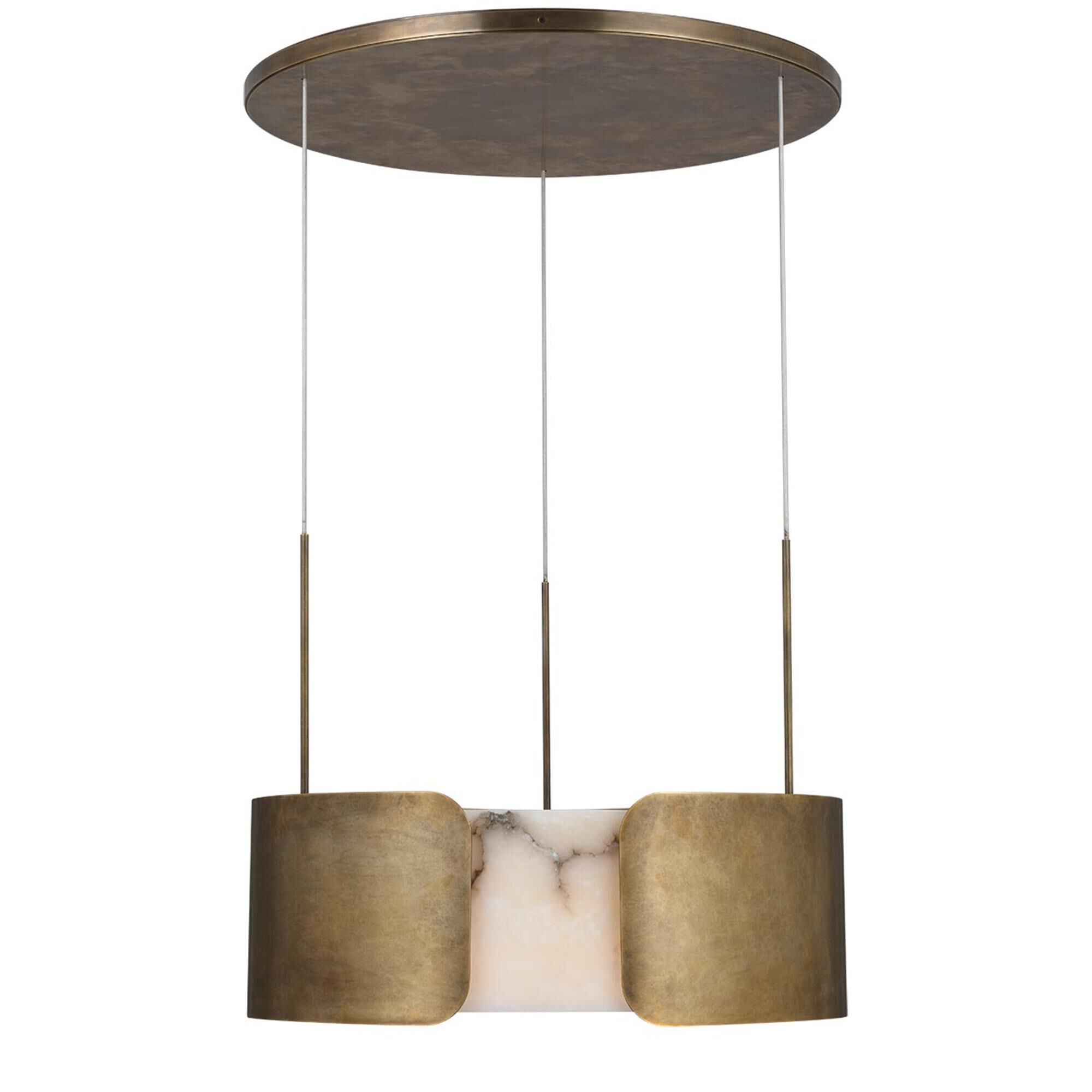 Shown in Mottled Brass finish and Alabaster shade