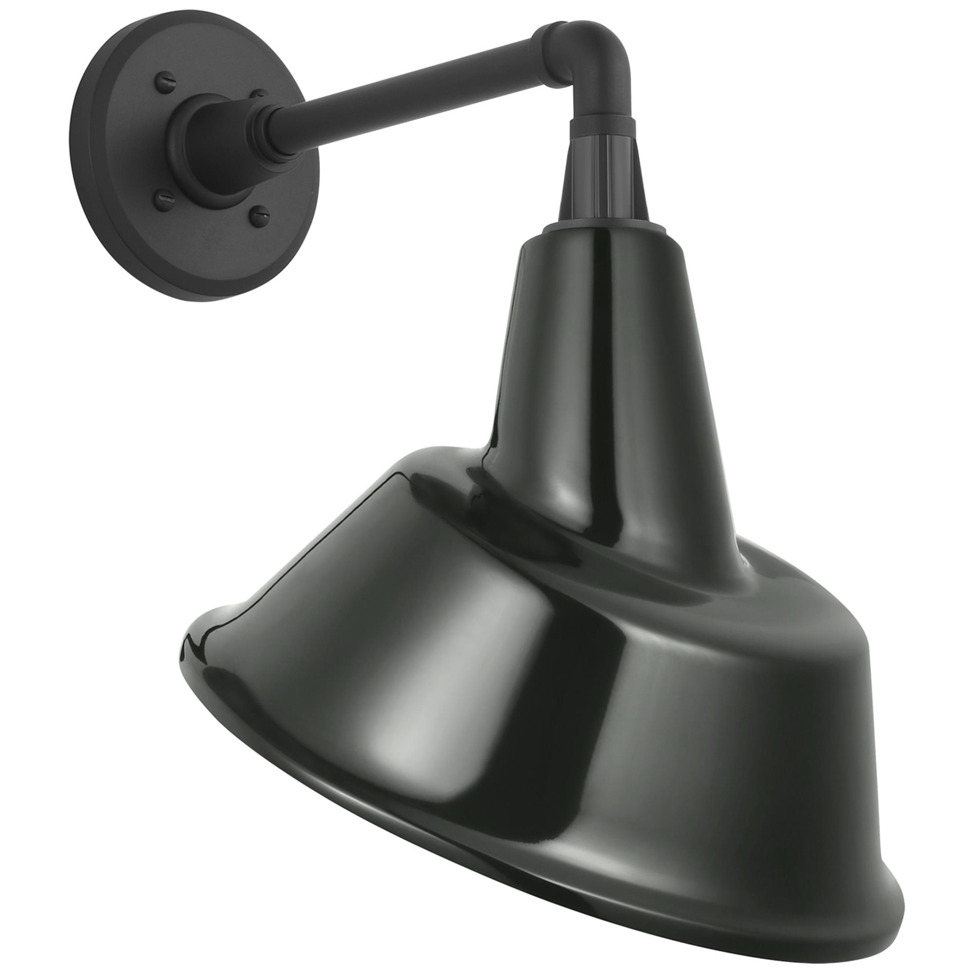 Shown in Matte Black finish and Green Bowers shade