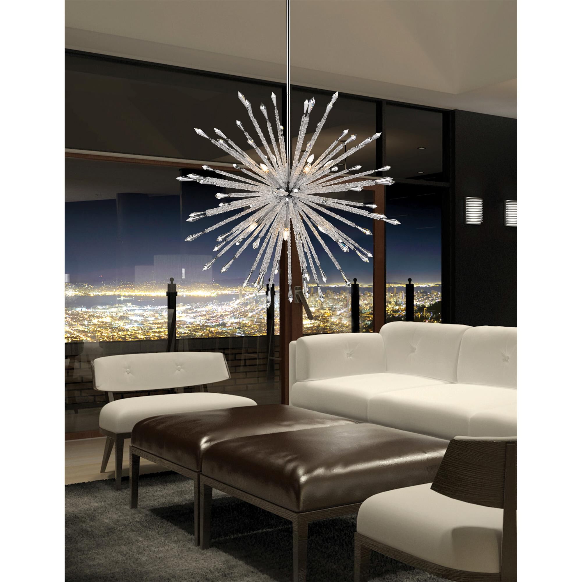 Shown in Chrome finish and Crystal glass and Crystal shade