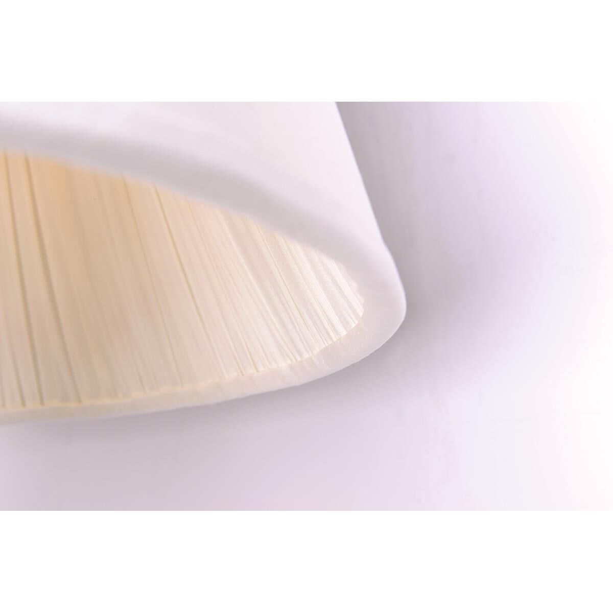 Shown in Aged Brass finish and White Faux Silk shade