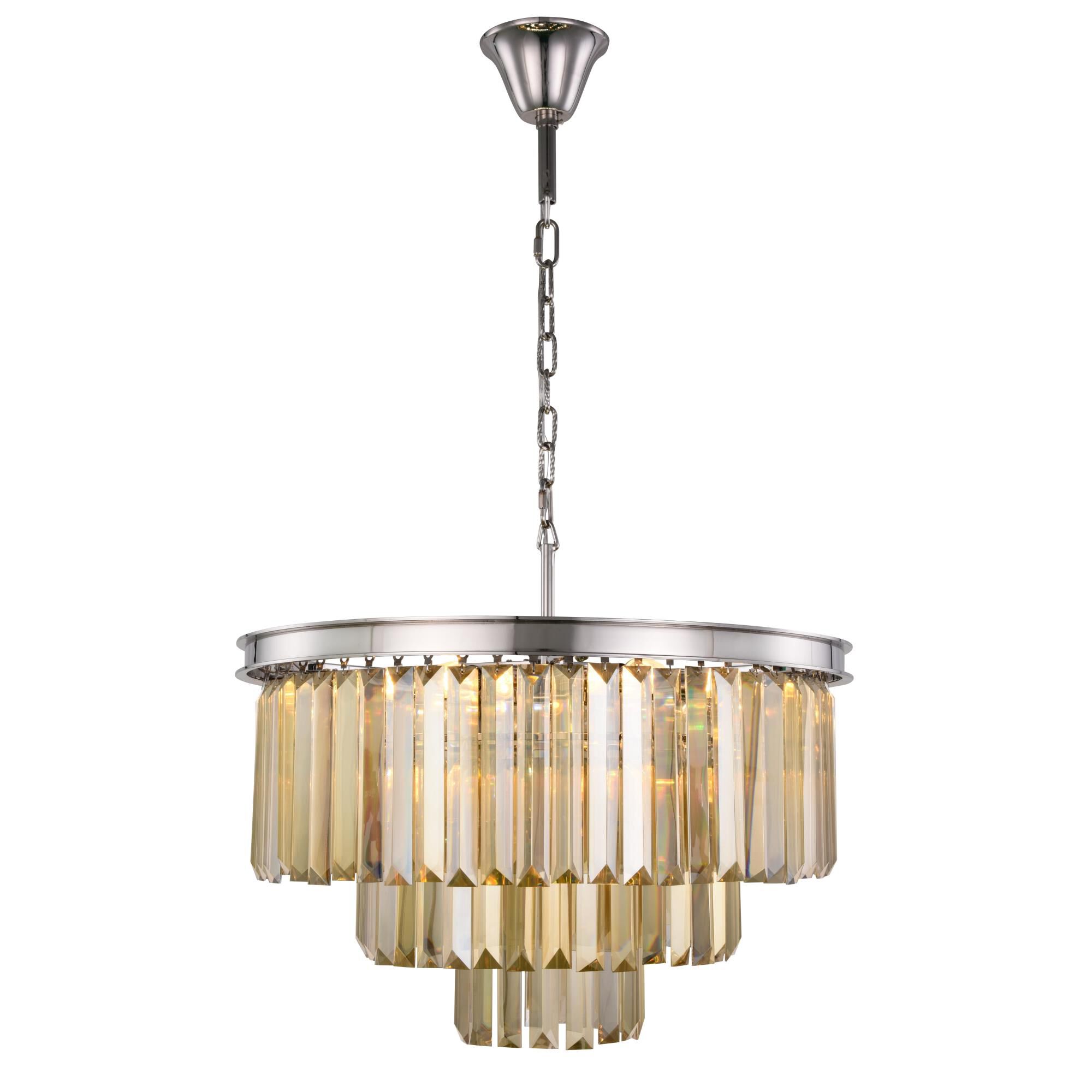 Shown in Polished Nickel finish and Royal Cut crystal and Golden Teak (Smoky) accent