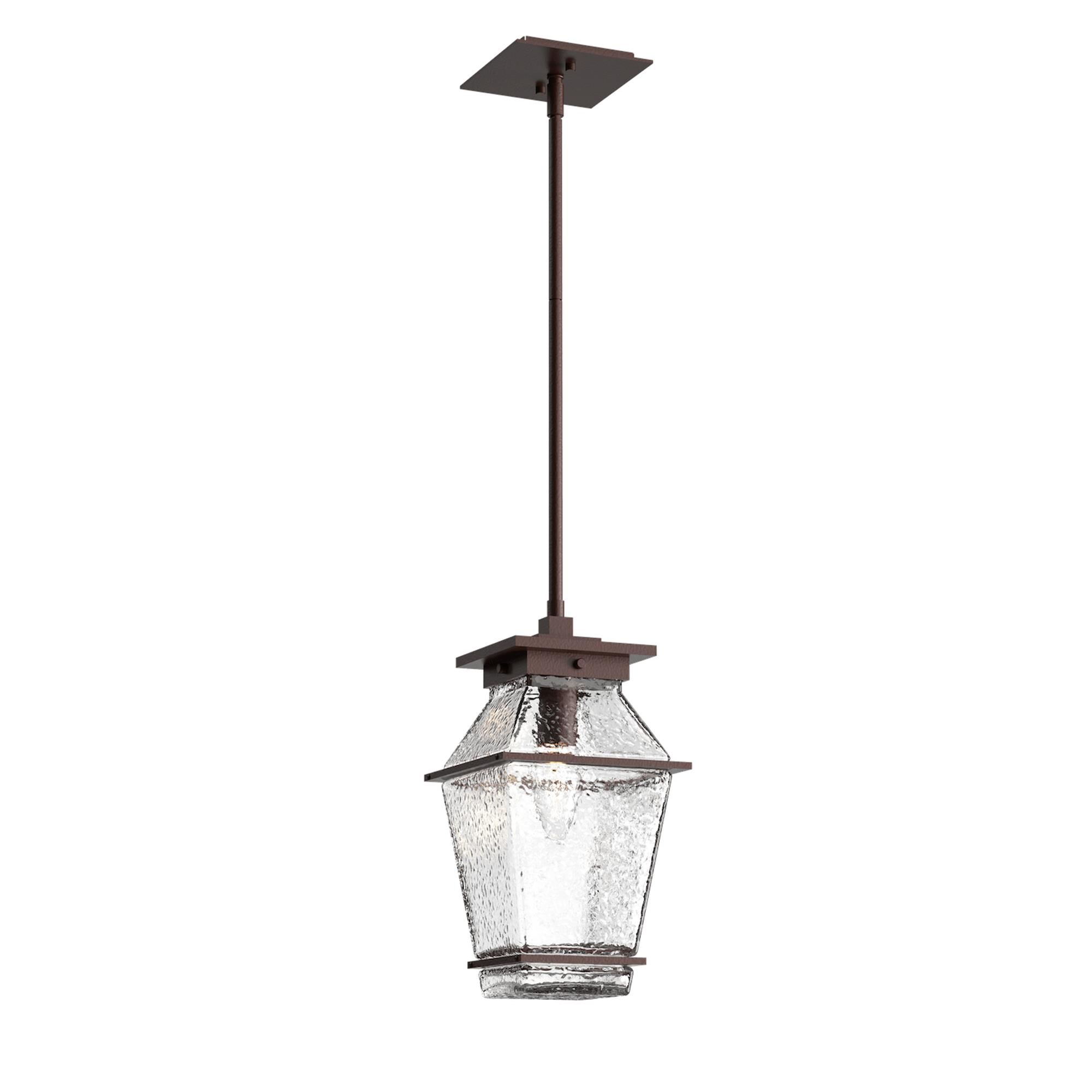 Shown in Statuary Bronze finish and Clear Blown glass