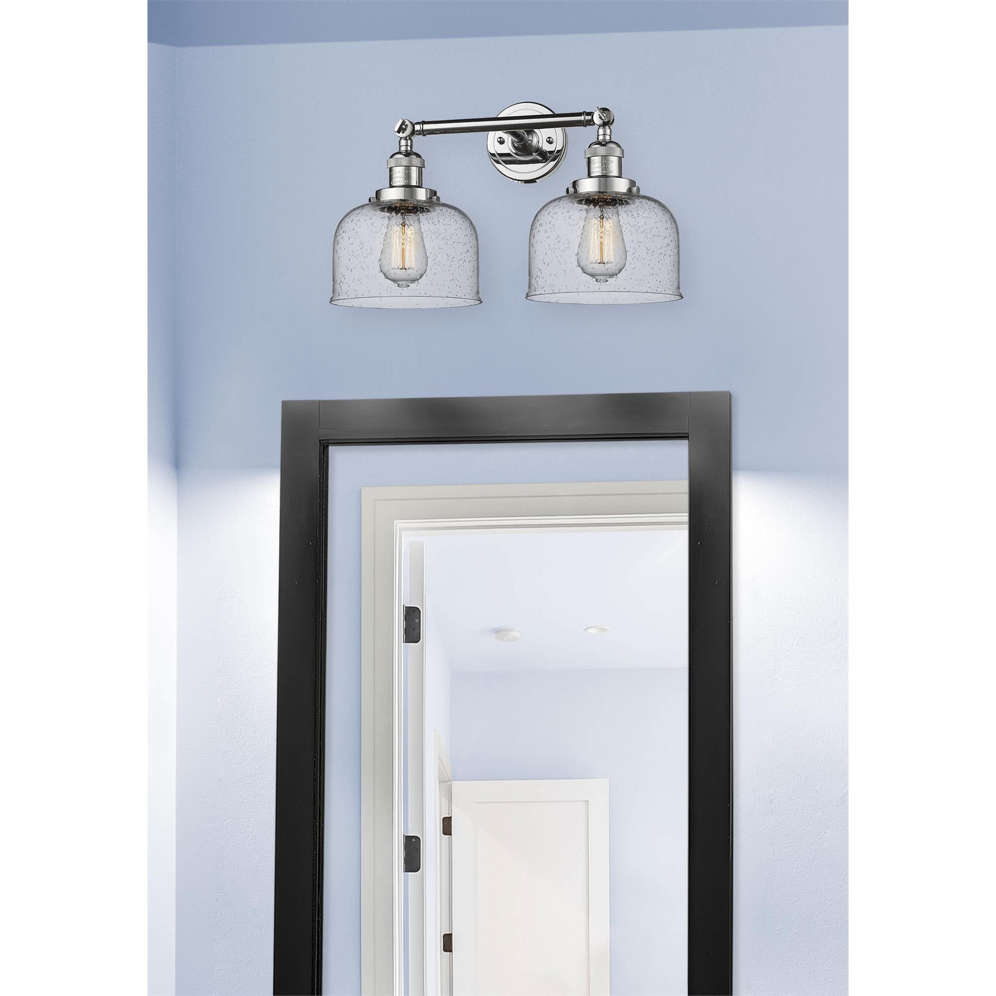 Shown in Polished Chrome finish and Seedy glass