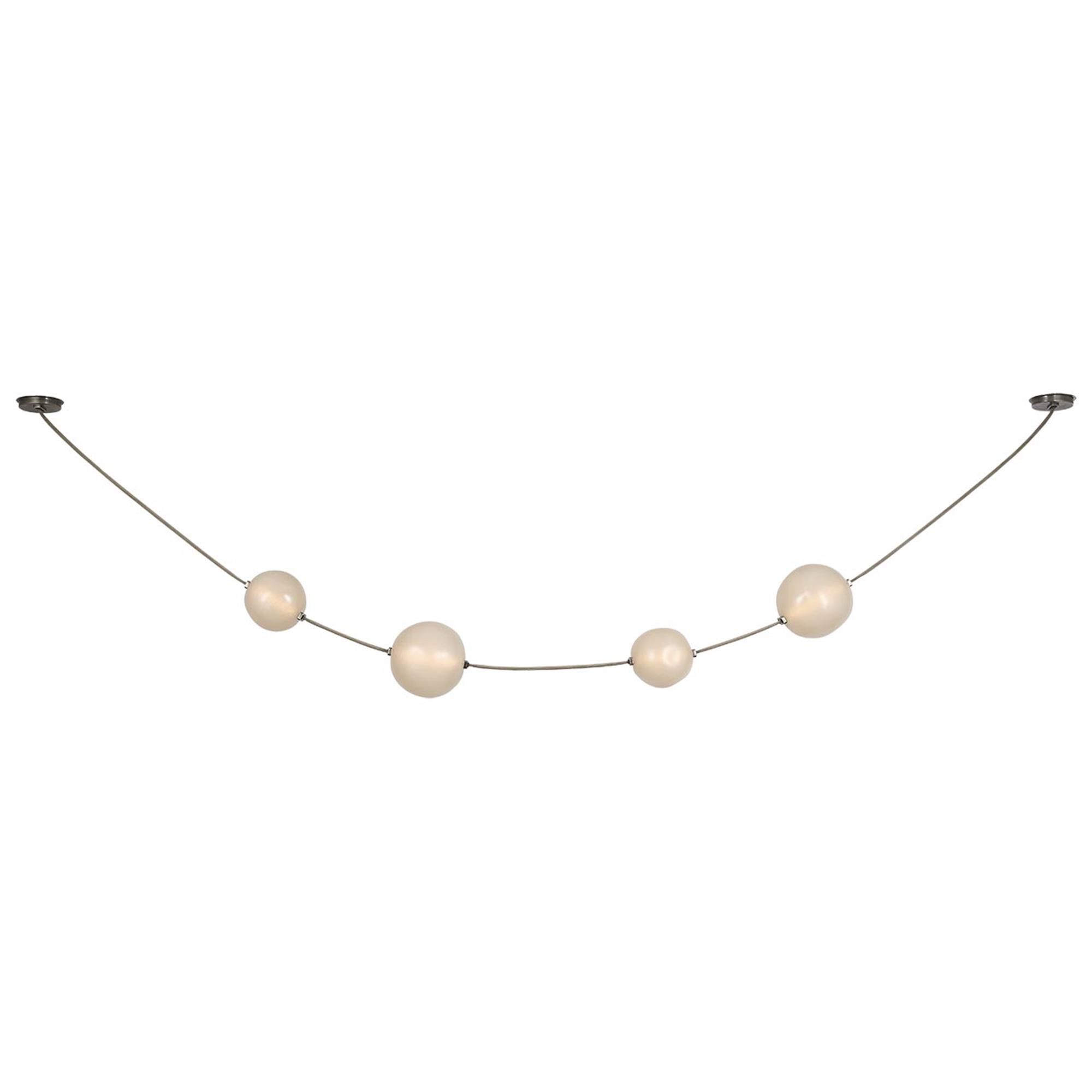 Shown in Ash Suede And Mottled Pewter finish and Fizzy Nude glass
