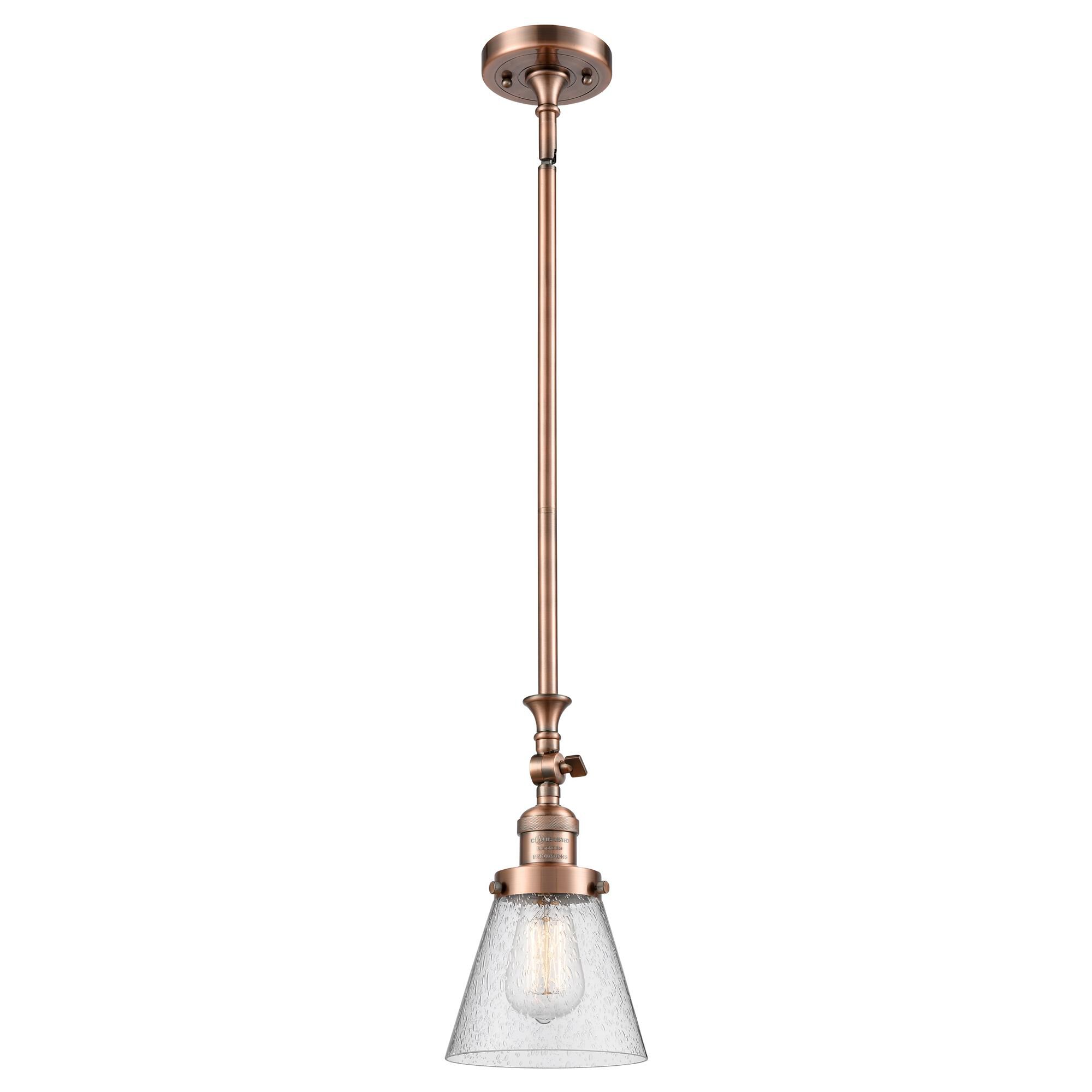 Shown in Antique Copper finish and Seedy glass